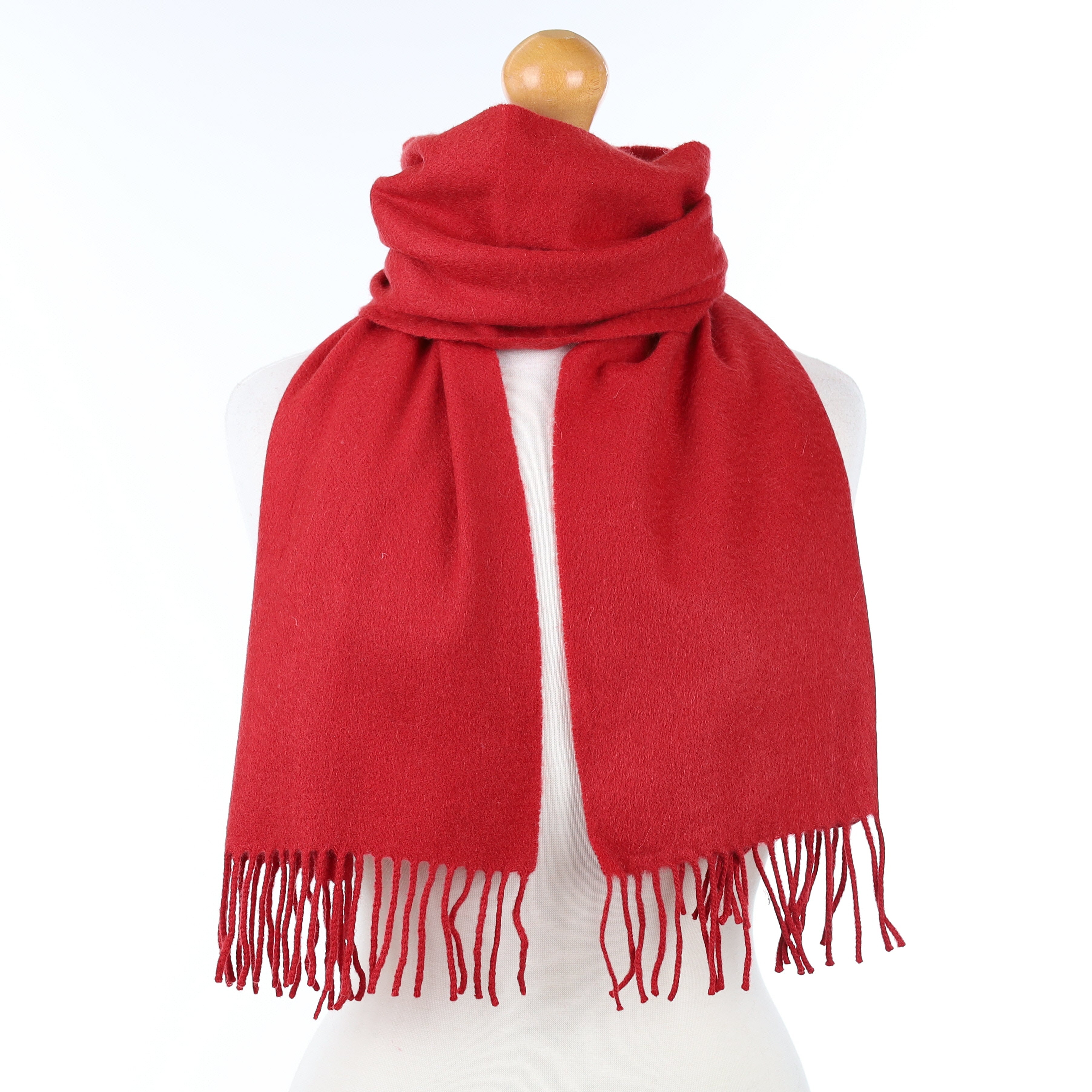 Crimson Red Cashmere Woven Scarf