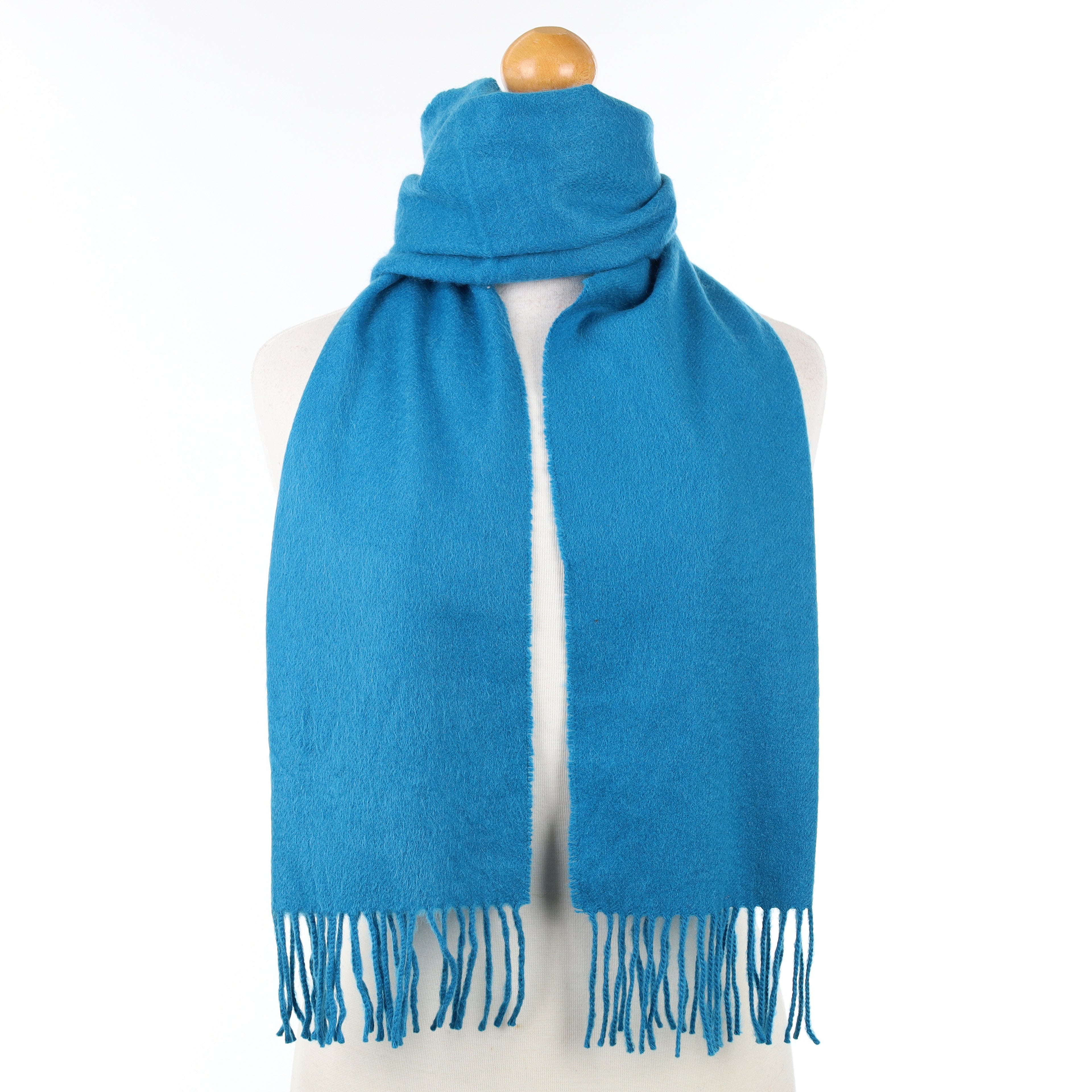 Peacock Blue Cashmere Woven Scarf