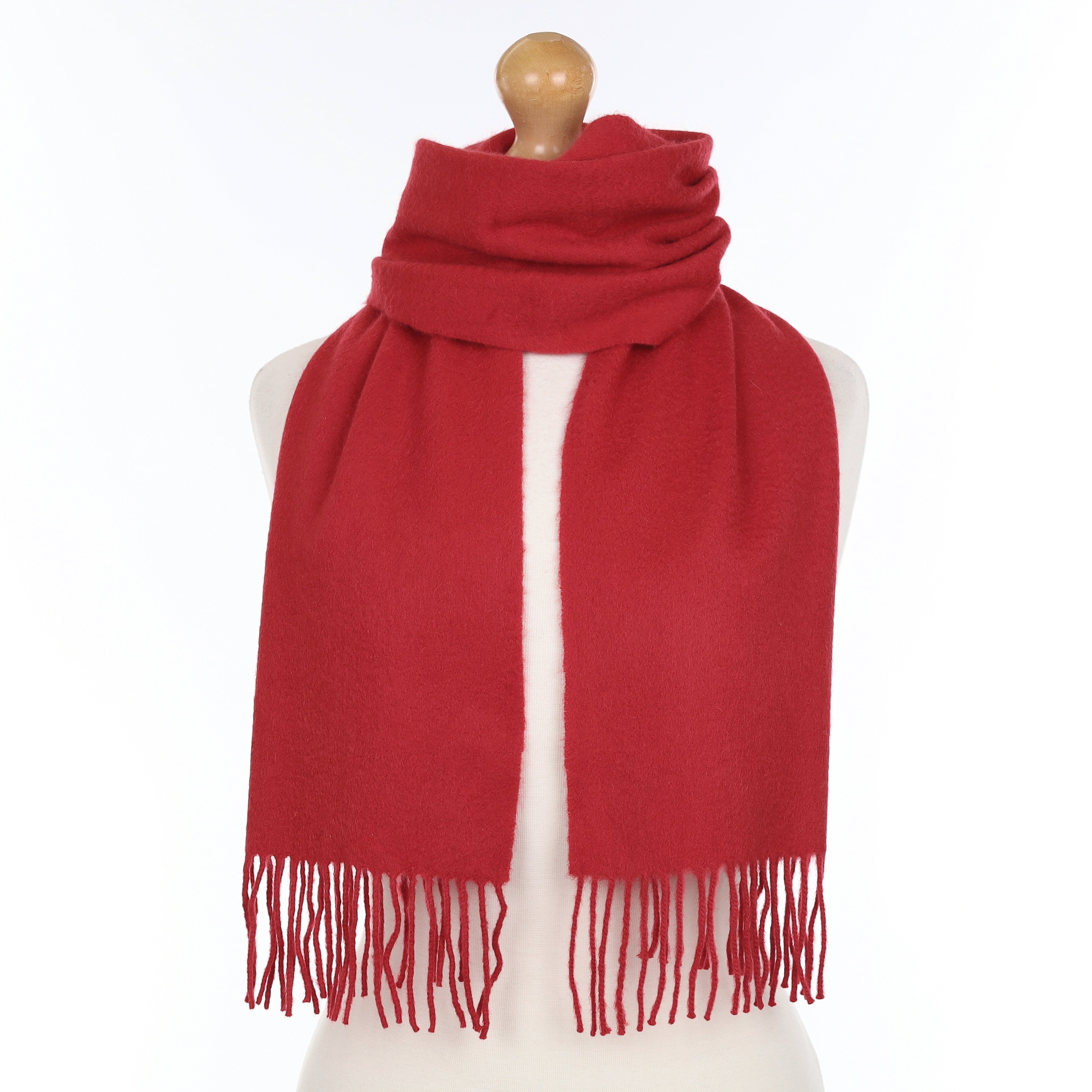 Crimson Red Cashmere Woven Scarf