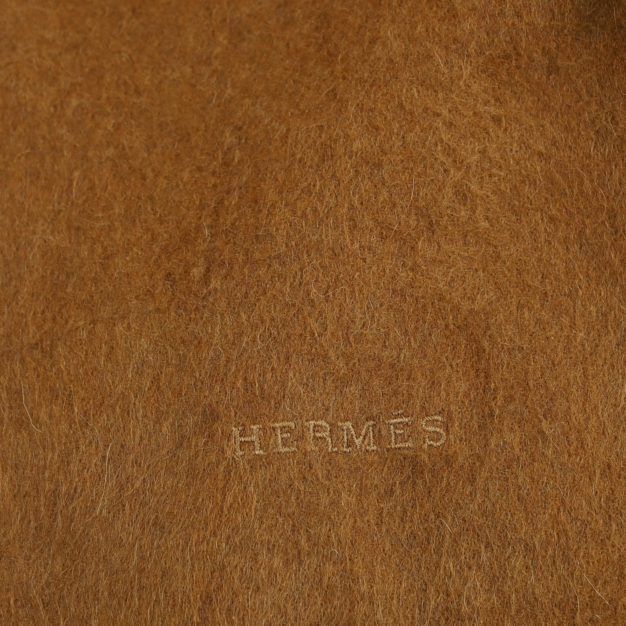 Scottish Hermès Deep Caramel Vintage Cashmere Woven Scarf