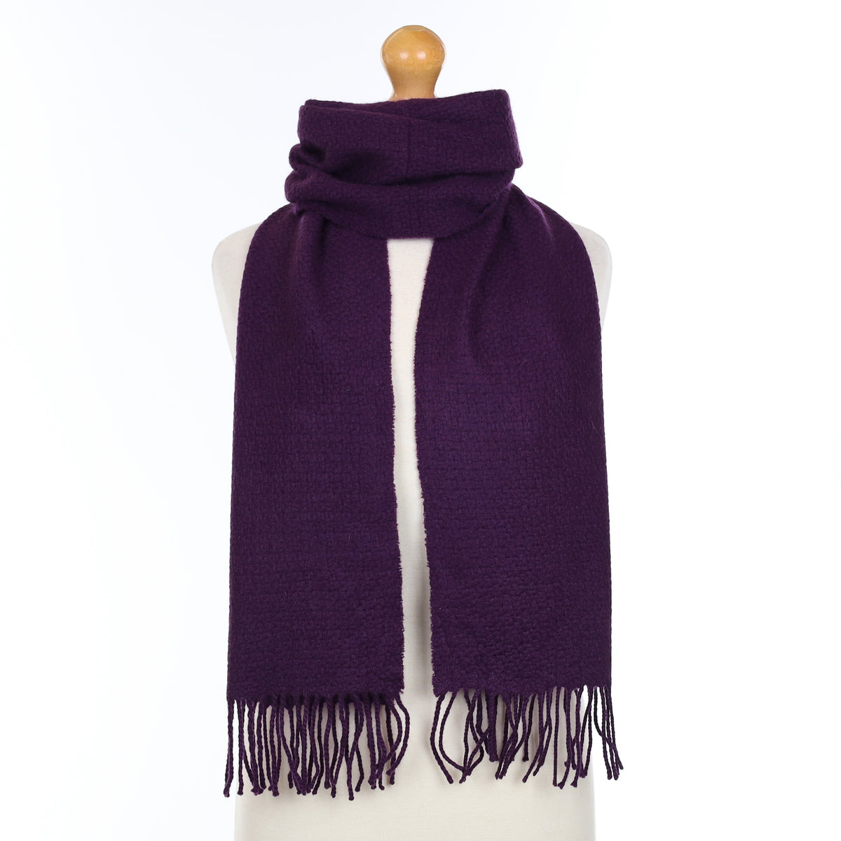 Aubergine Purple Textured Knit Cashmere Woven Scarf