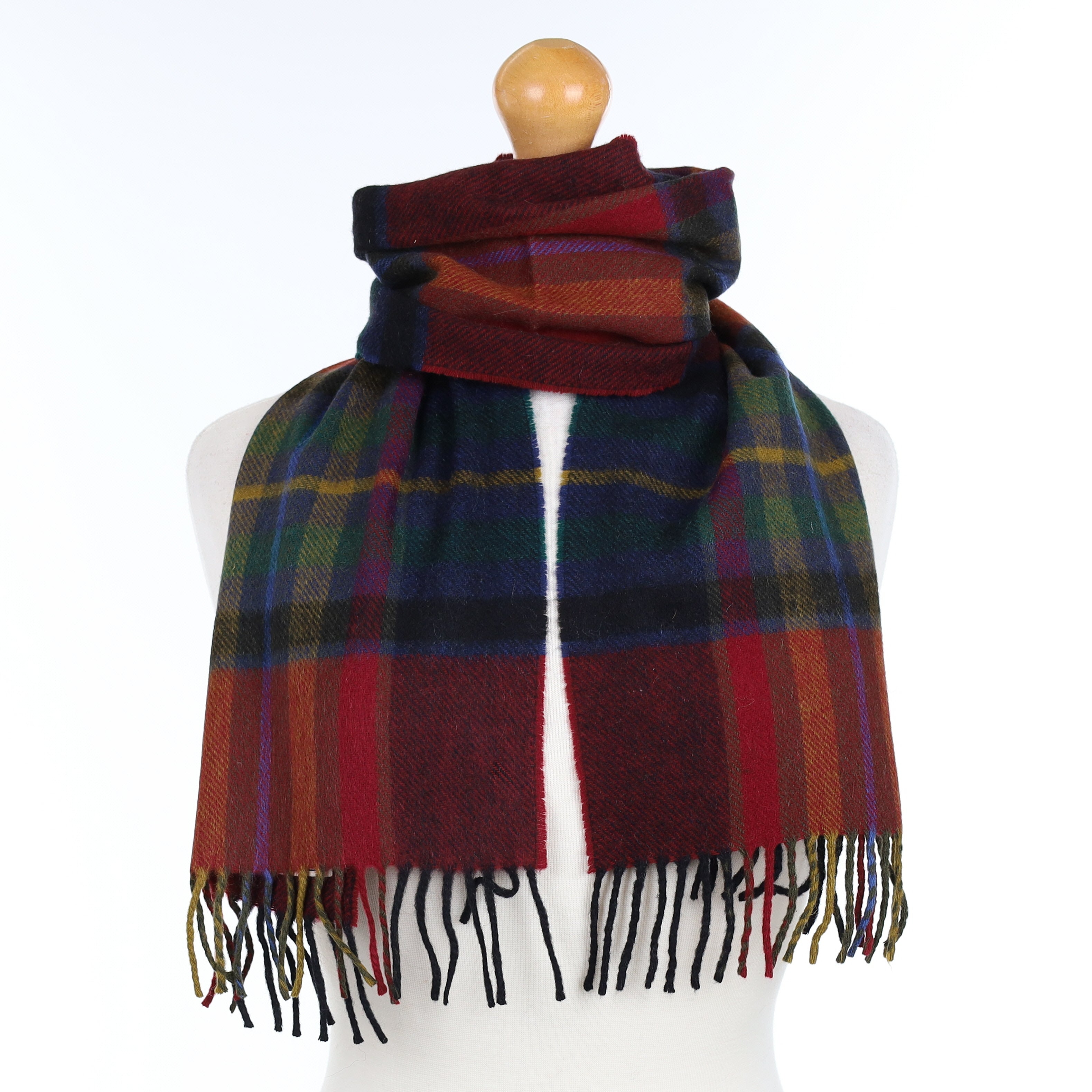 Red Blue and Green Plaid Cashmere Woven Scarf