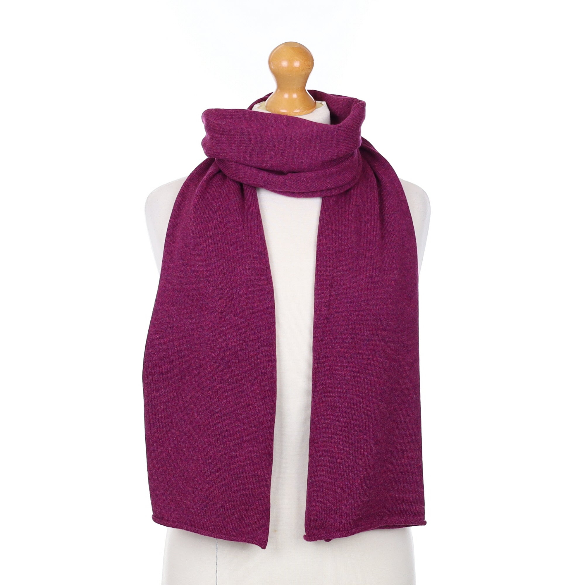 Brand New Scottish Dark Orchid Purple Cashmere Knitted Scarf