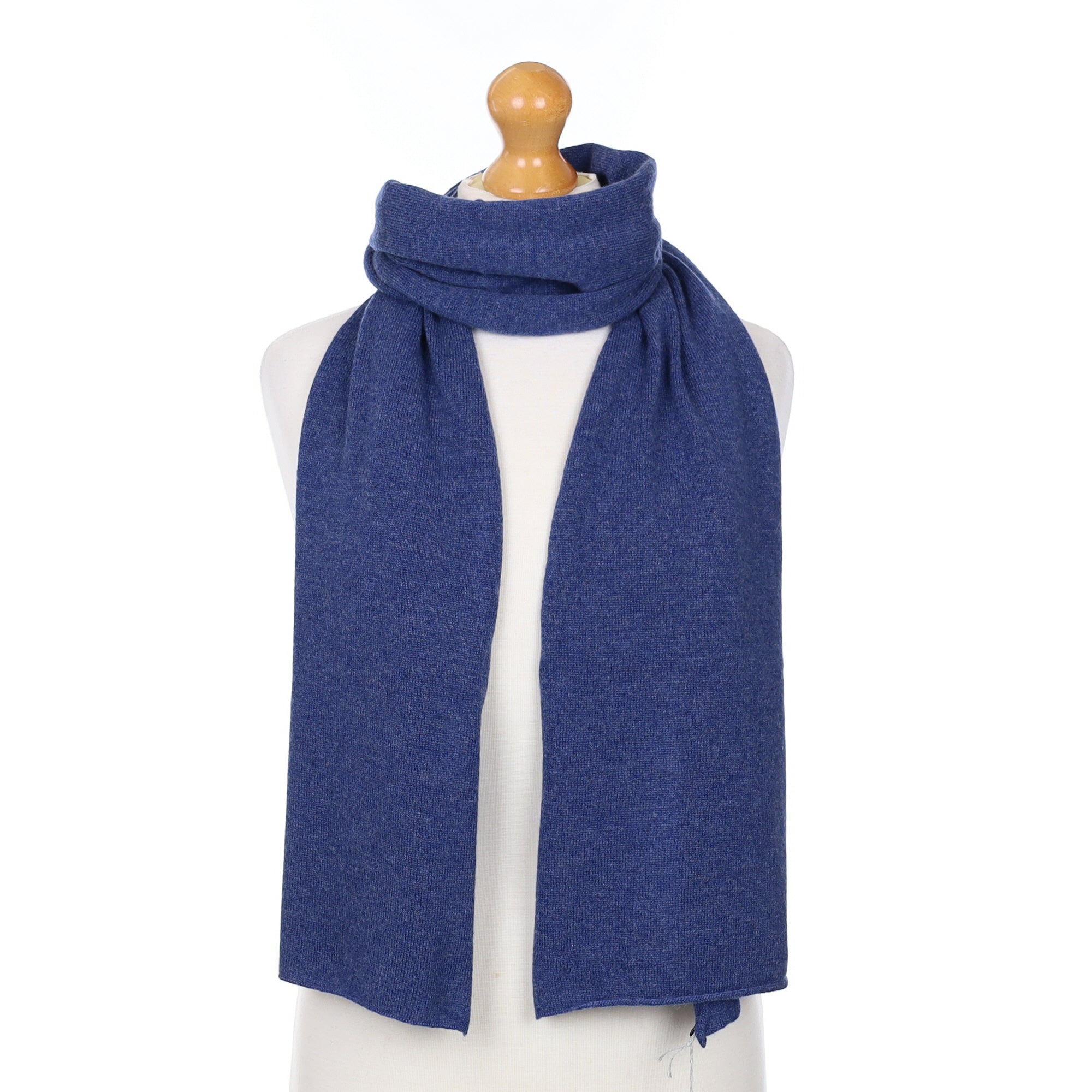 Brand New Scottish Deep Denim Blue Cashmere Knitted Scarf