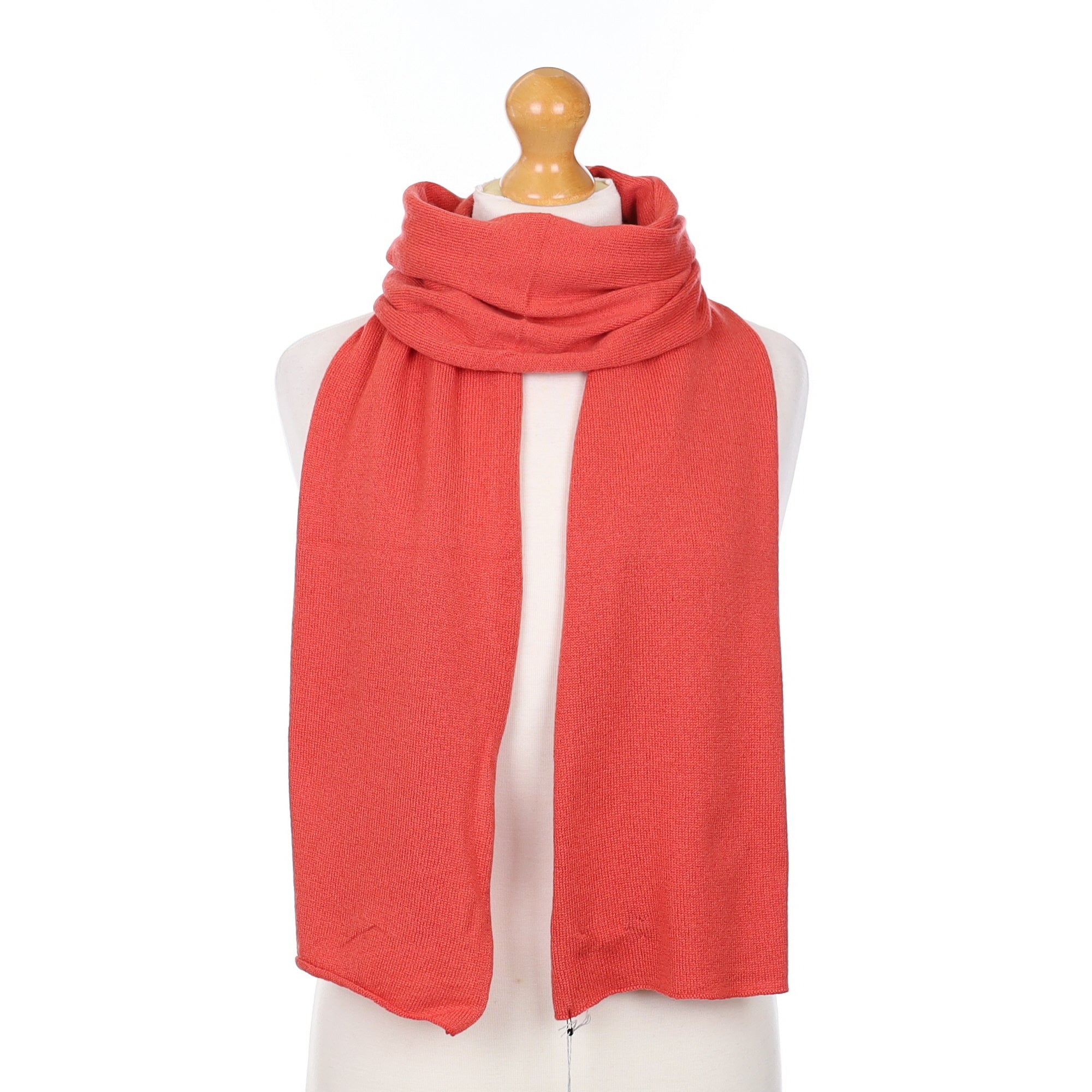 Brand New Scottish Coral Orange Cashmere Knitted Scarf