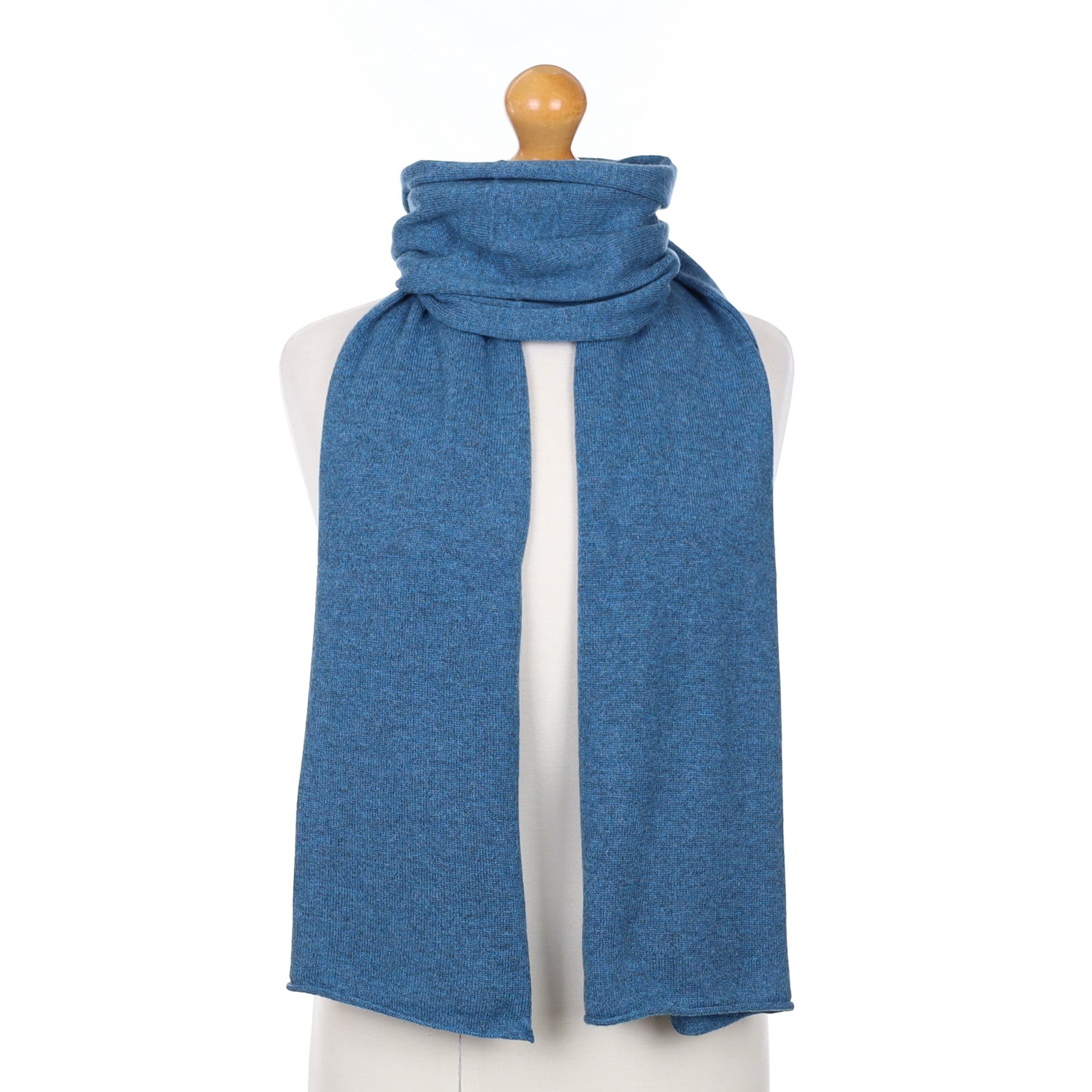 Brand New Scottish Baltic Blue Cashmere Knitted Scarf