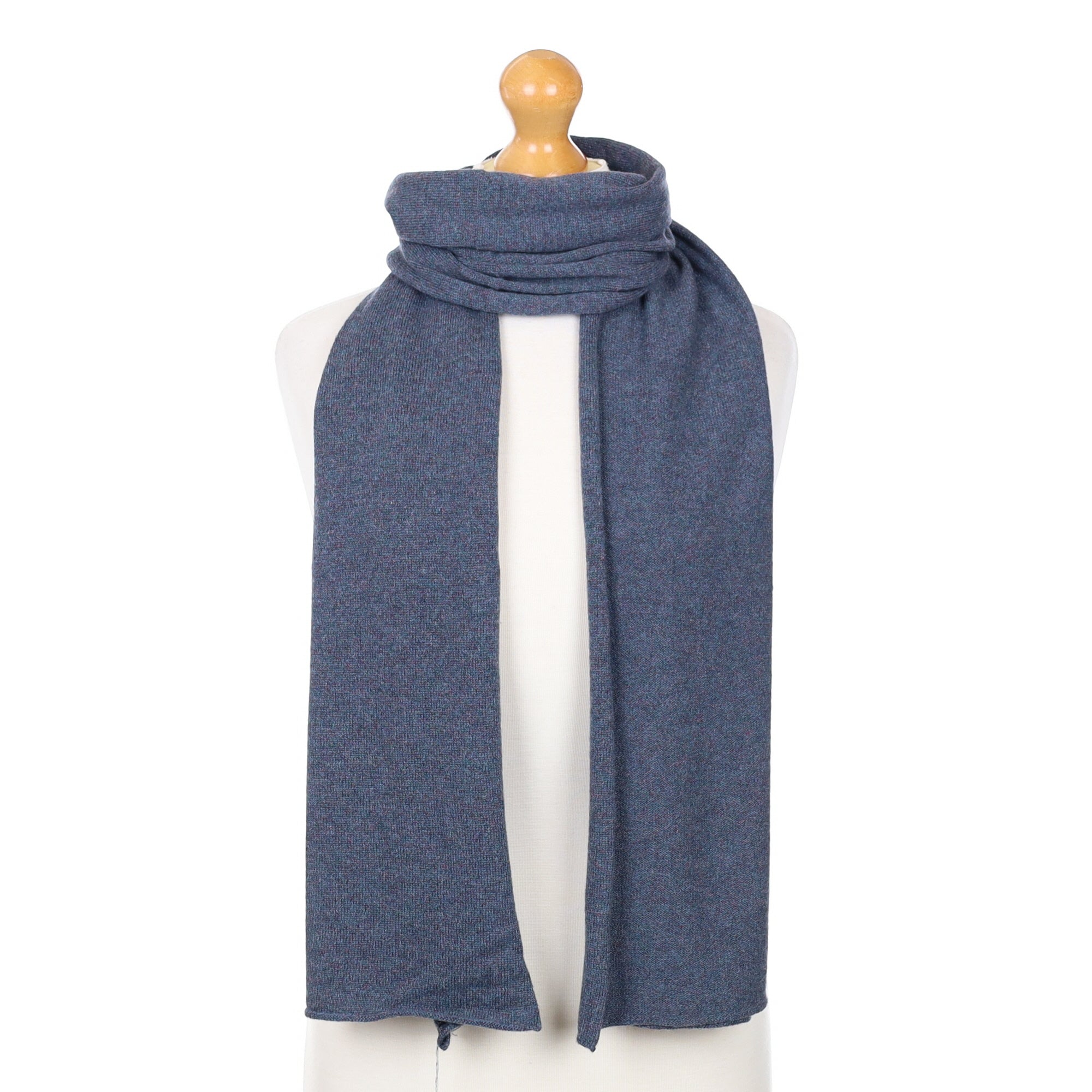 Brand New Scottish Steel Blue Marl Cashmere Knitted Scarf