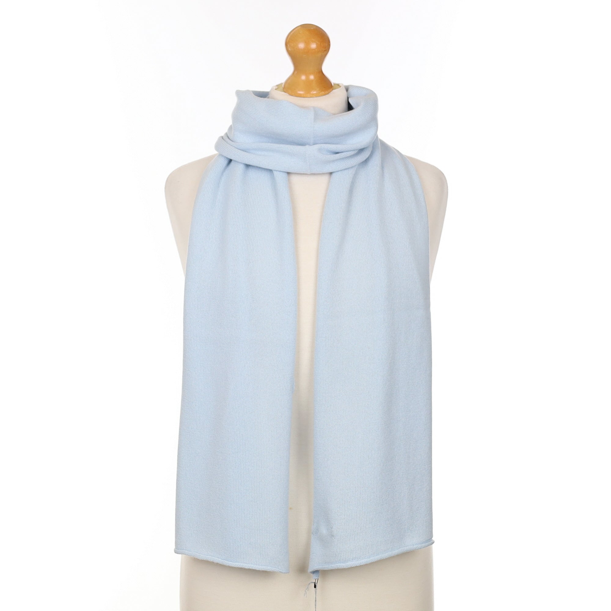 Brand New Scottish Powder Blue Cashmere Knitted Scarf