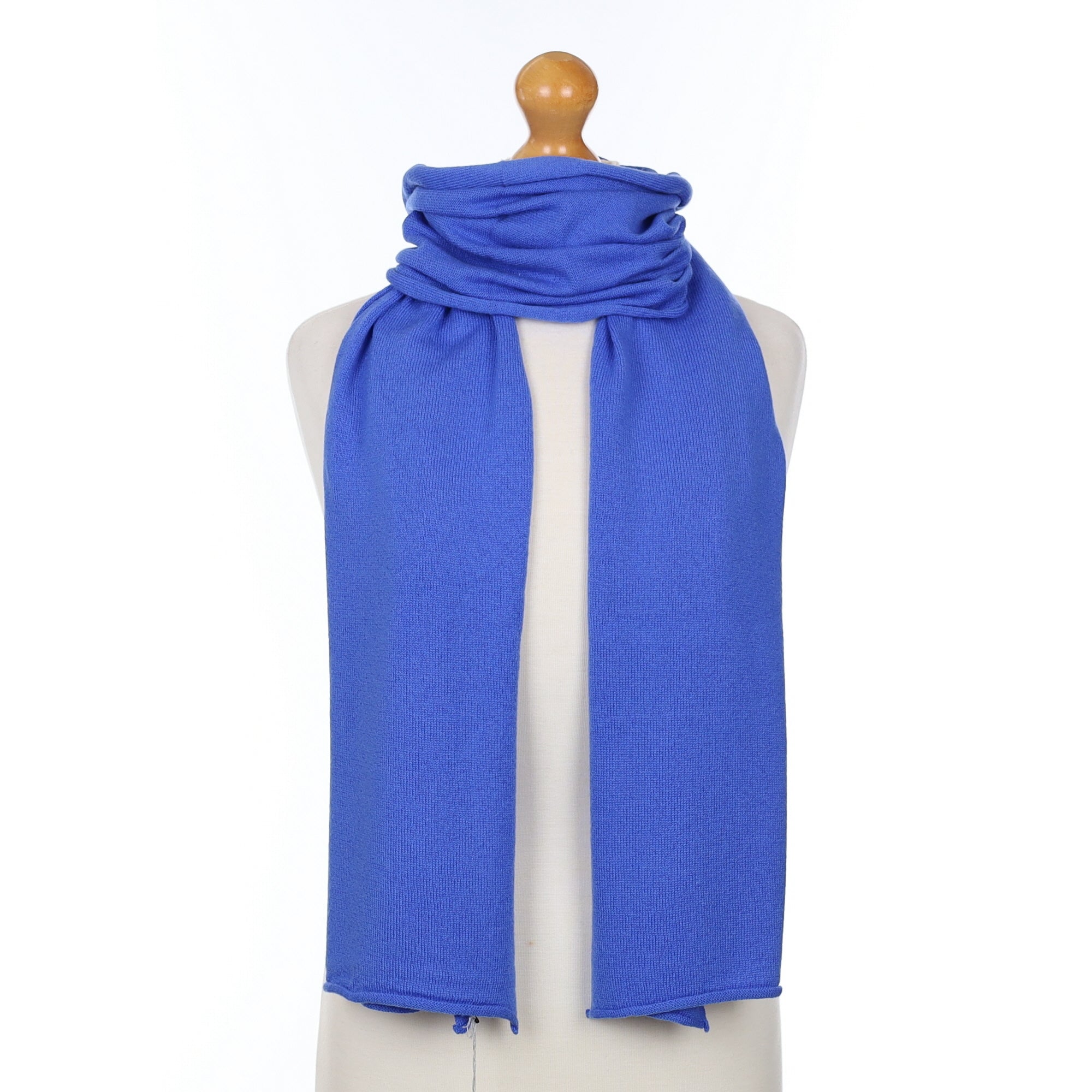 Brand New Scottish Azure Blue Cashmere Knitted Scarf