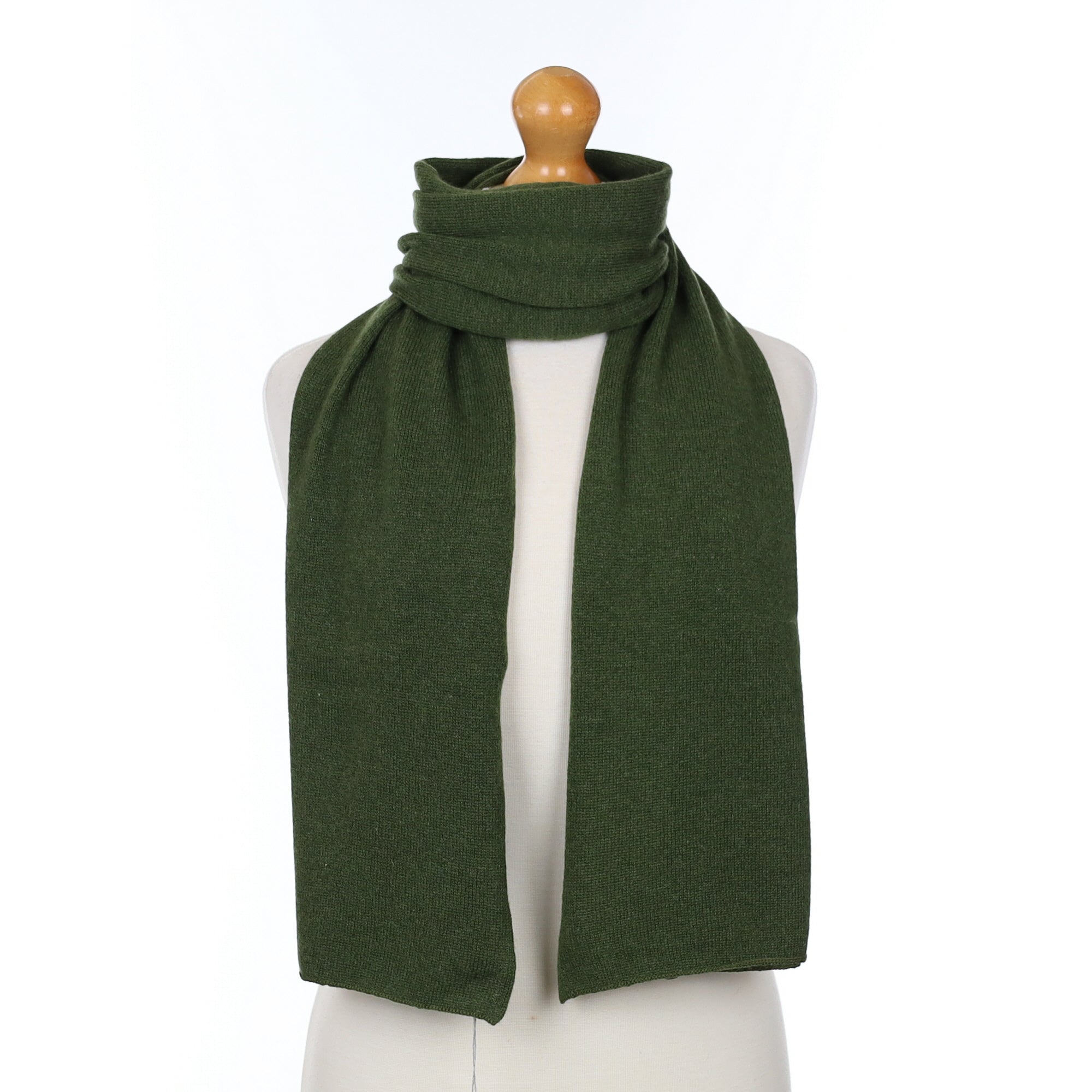 Brand New Scottish Kelp Green Cashmere Knitted Scarf