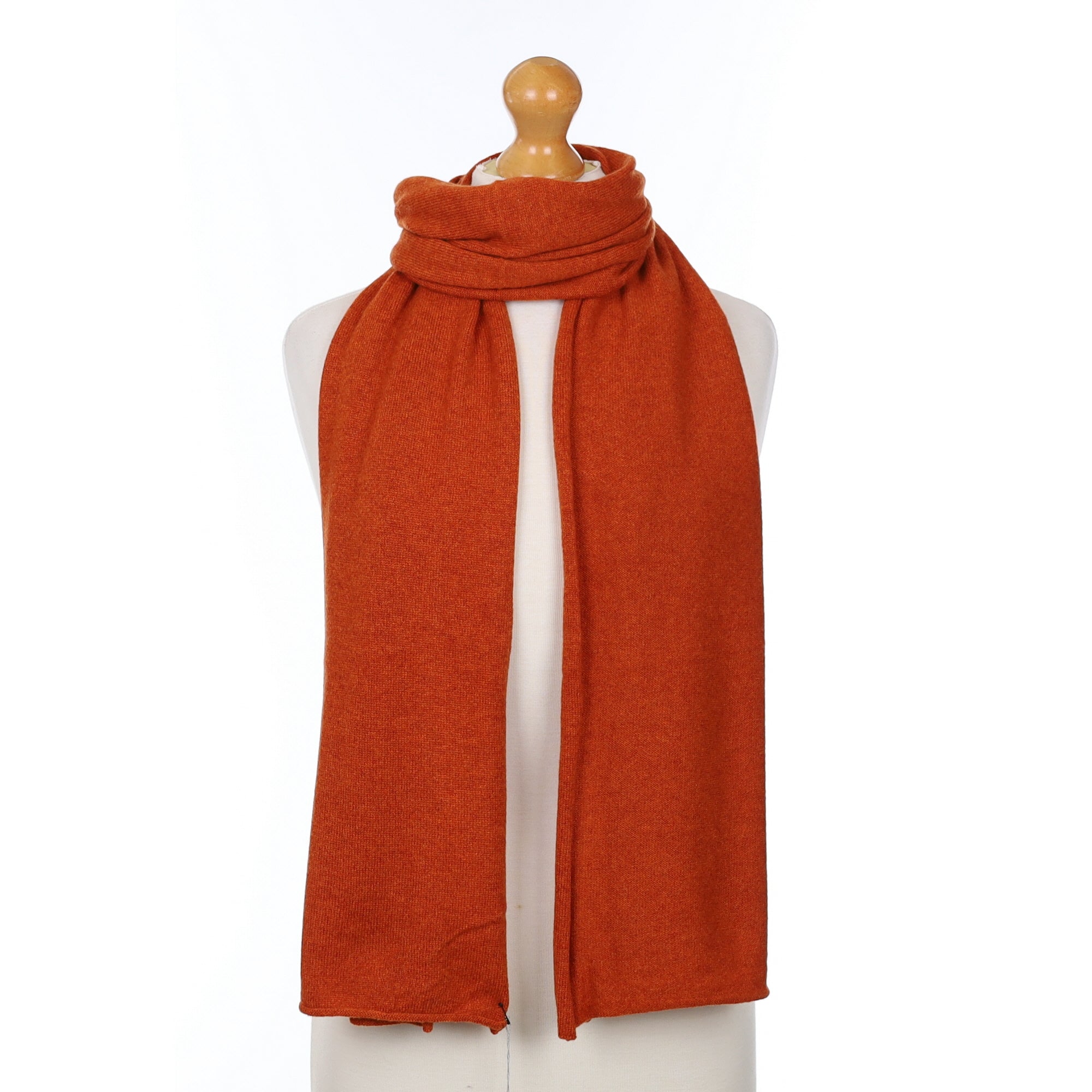 Brand New Scottish Burnt Orange Cashmere Knitted Scarf