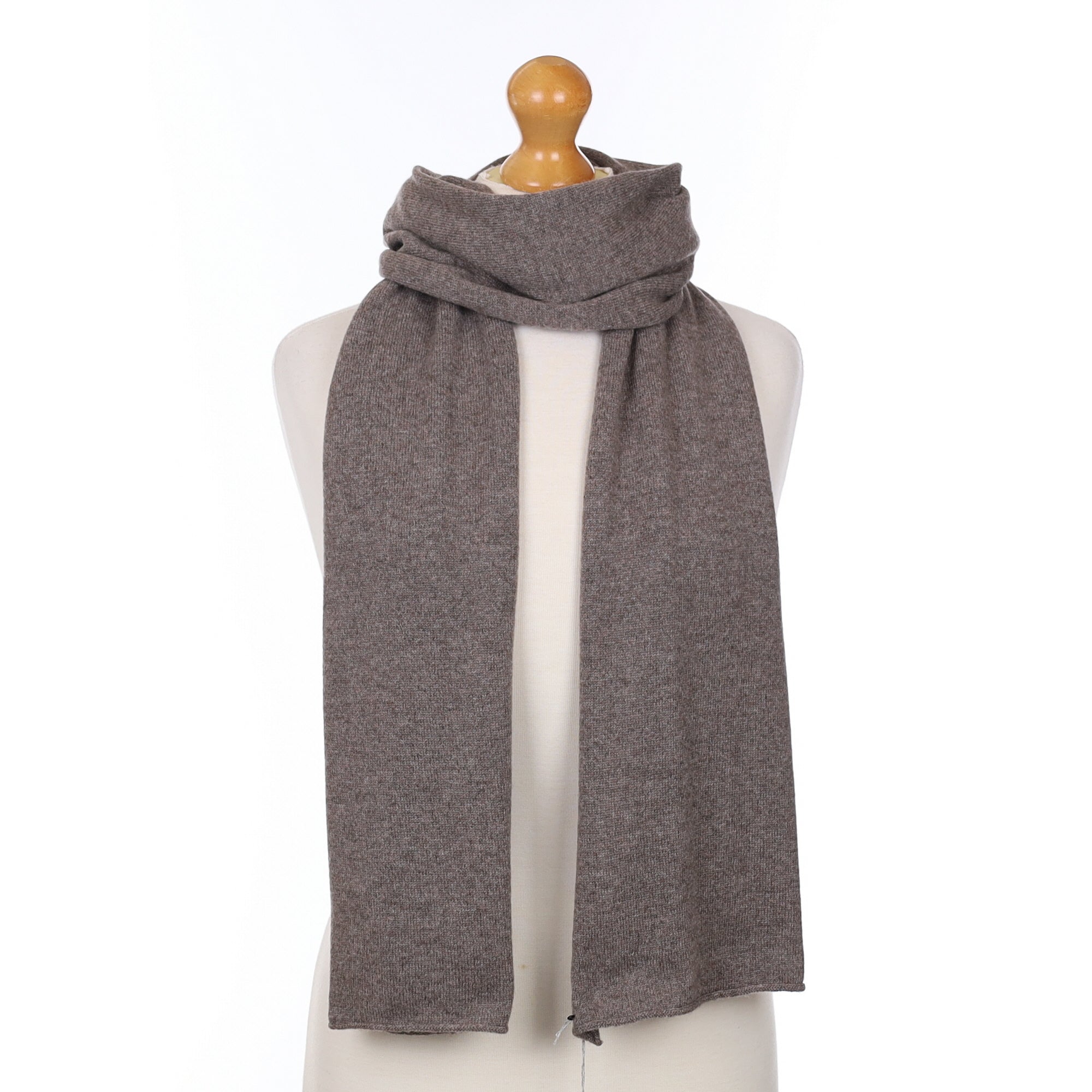 Brand New Scottish Mink Brown Cashmere Knitted Scarf
