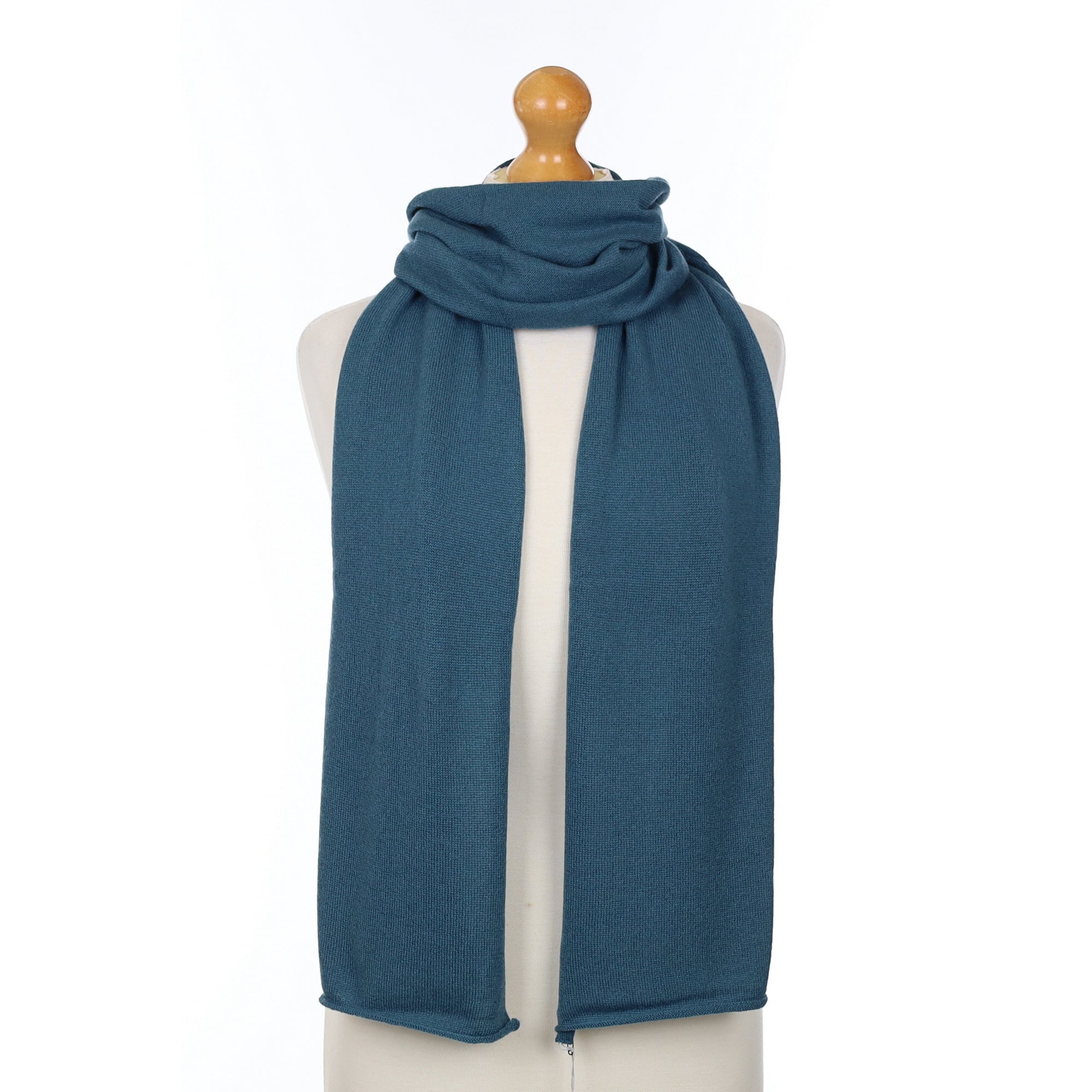 Brand New Scottish Antique Blue Cashmere Knitted Scarf