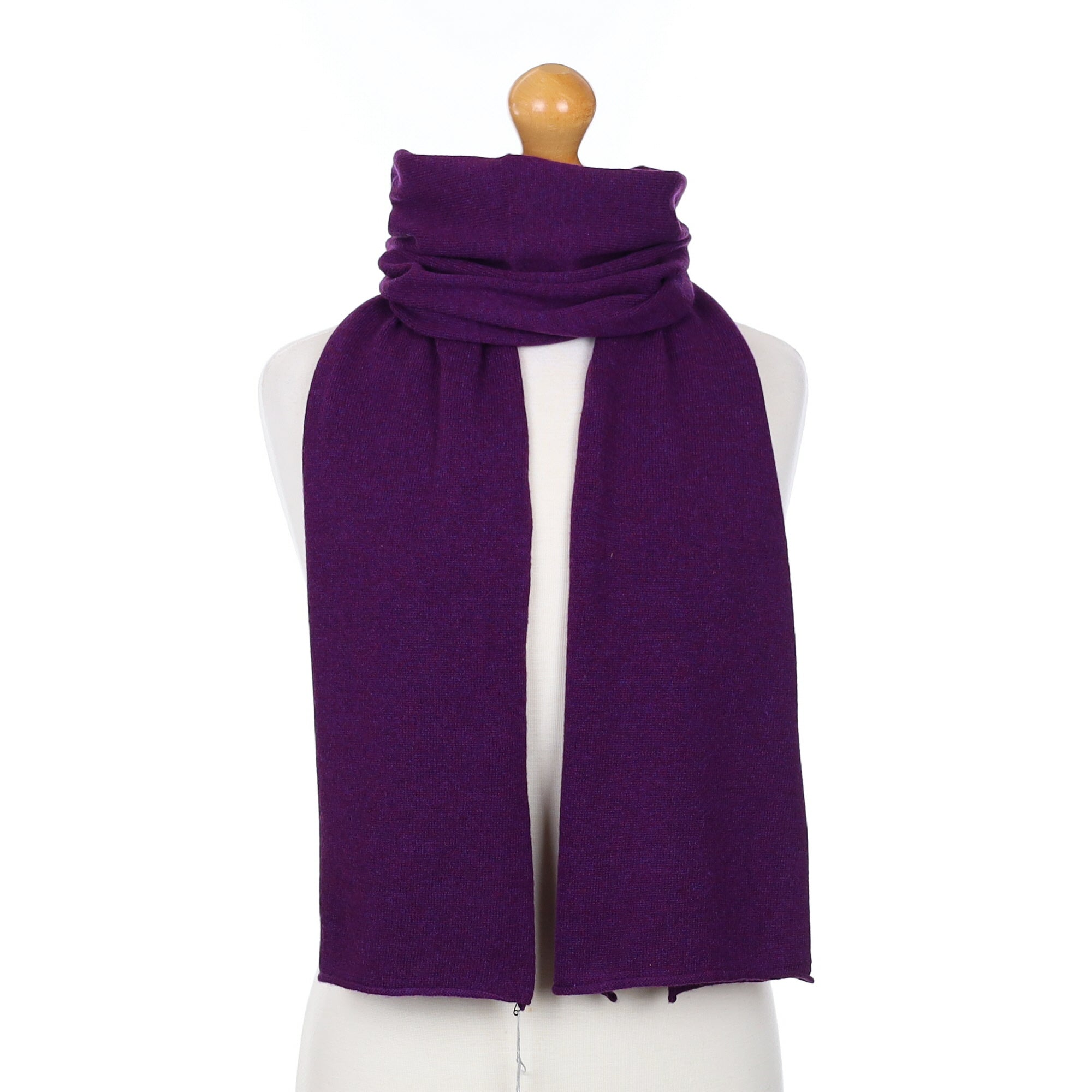 Brand New Scottish Plum Purple Cashmere Knitted Scarf