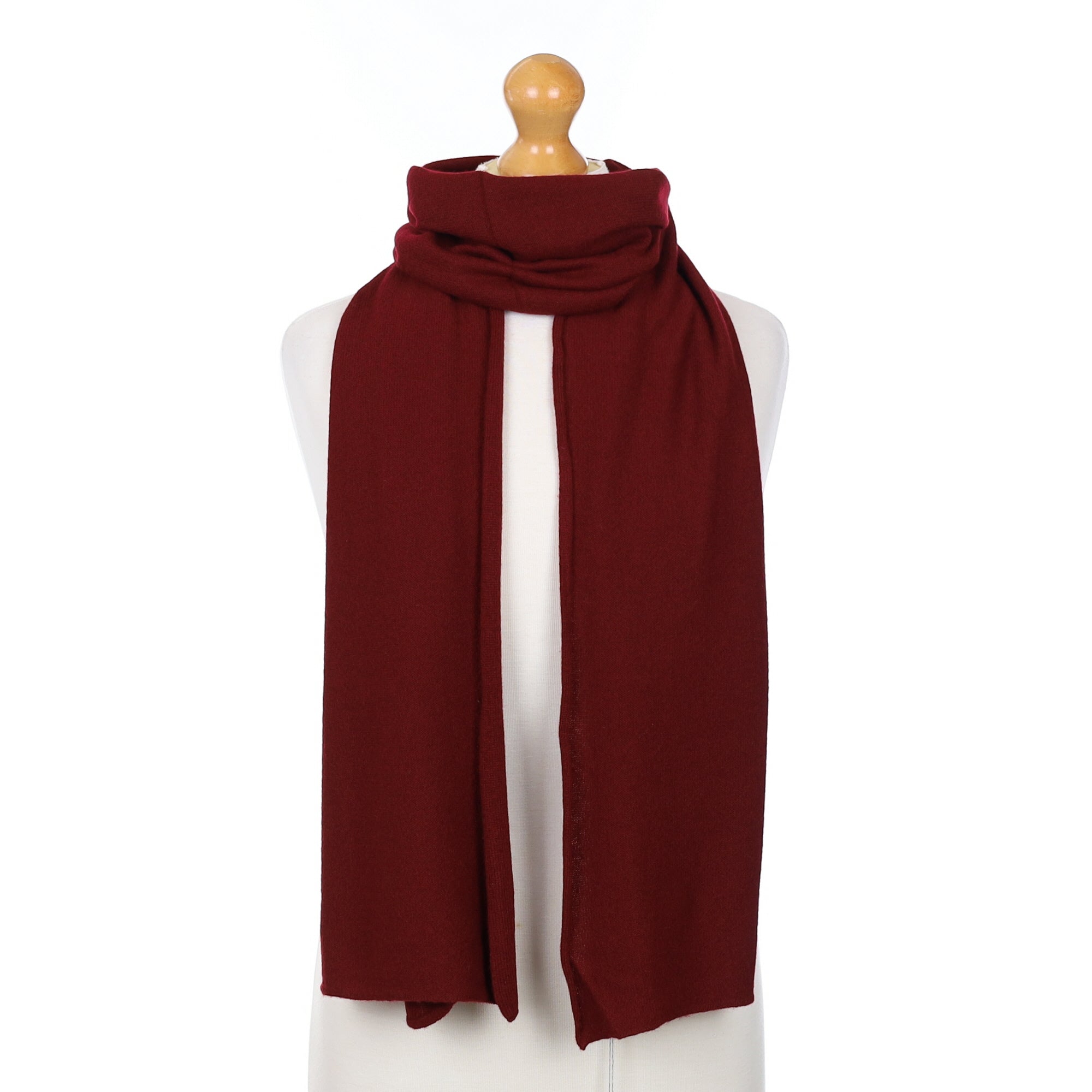 Brand New Scottish Wine Red Cashmere Knitted Scarf