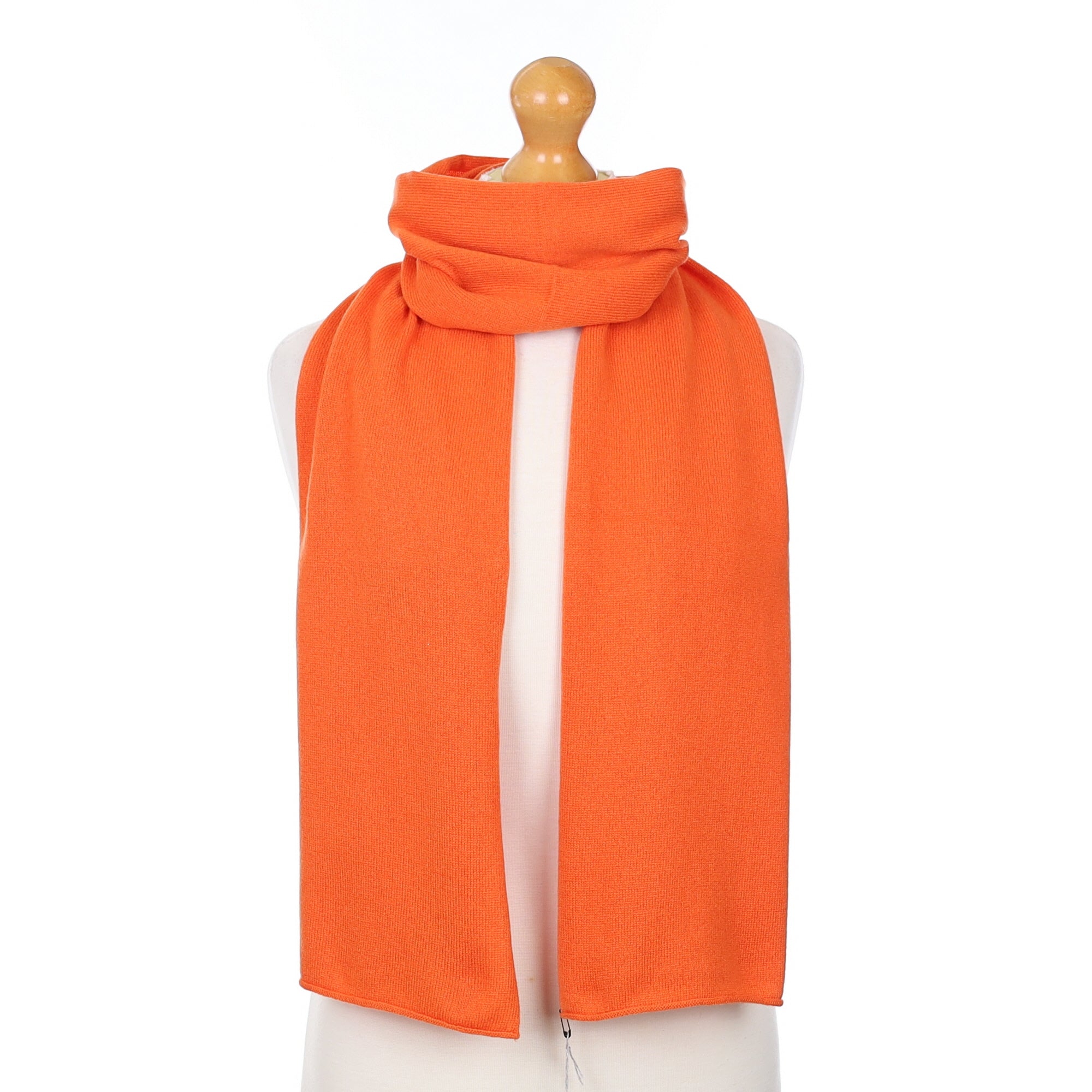Brand New Scottish Pumpkin Orange Cashmere Knitted Scarf