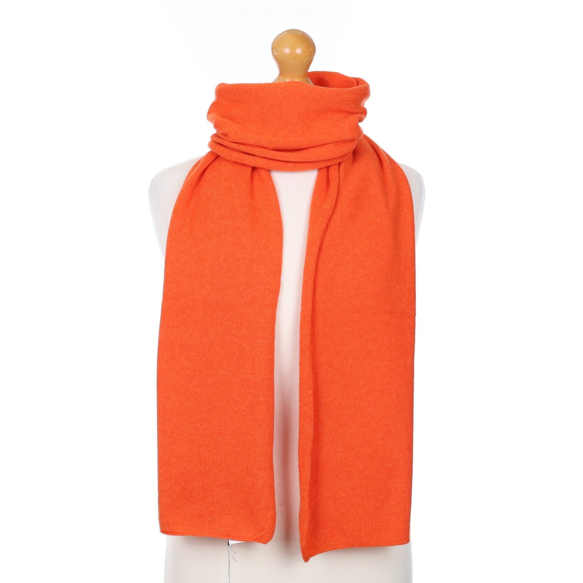 Brand New Scottish Russet Orange Cashmere Knitted Scarf
