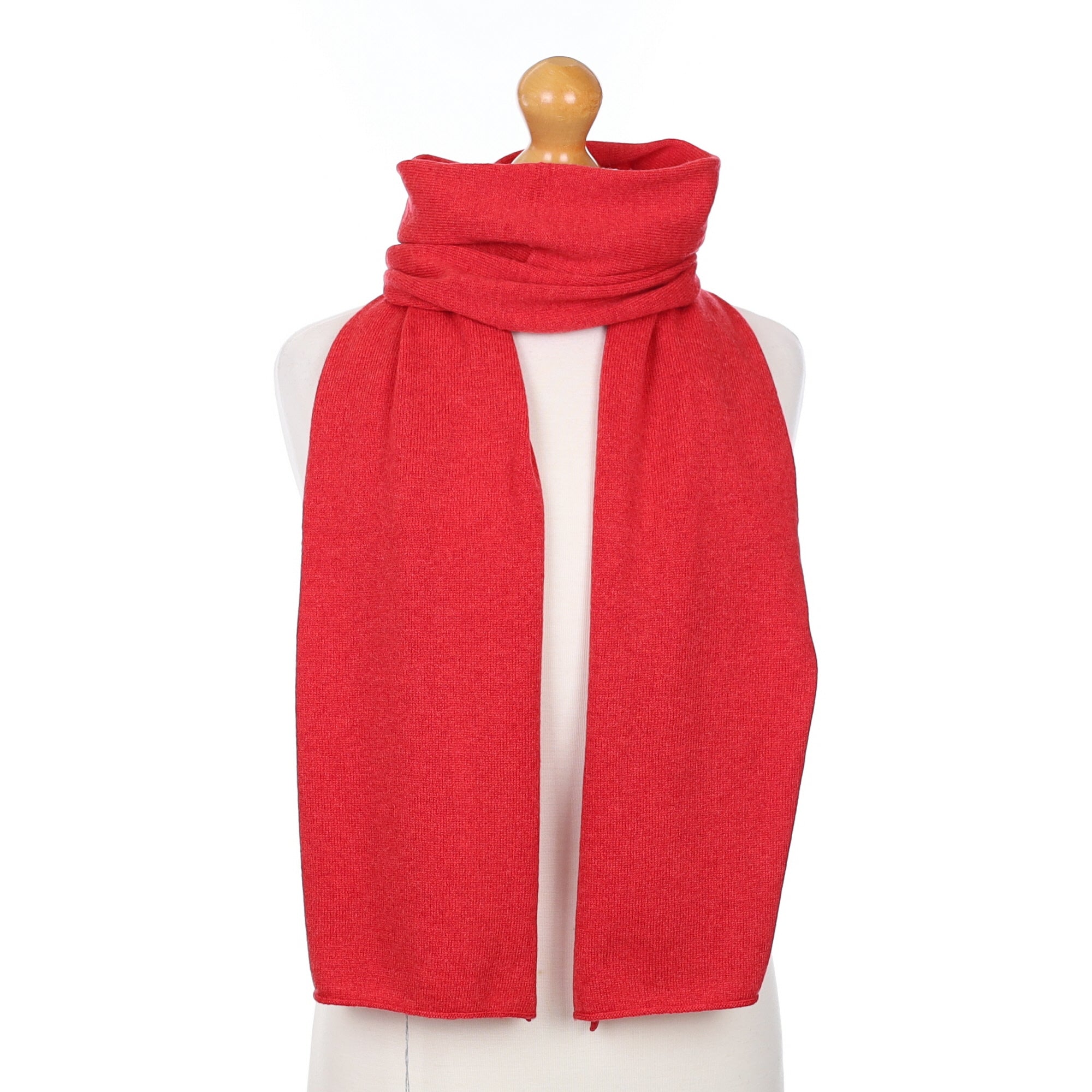 Brand New Scottish Berry Red Cashmere Knitted Scarf