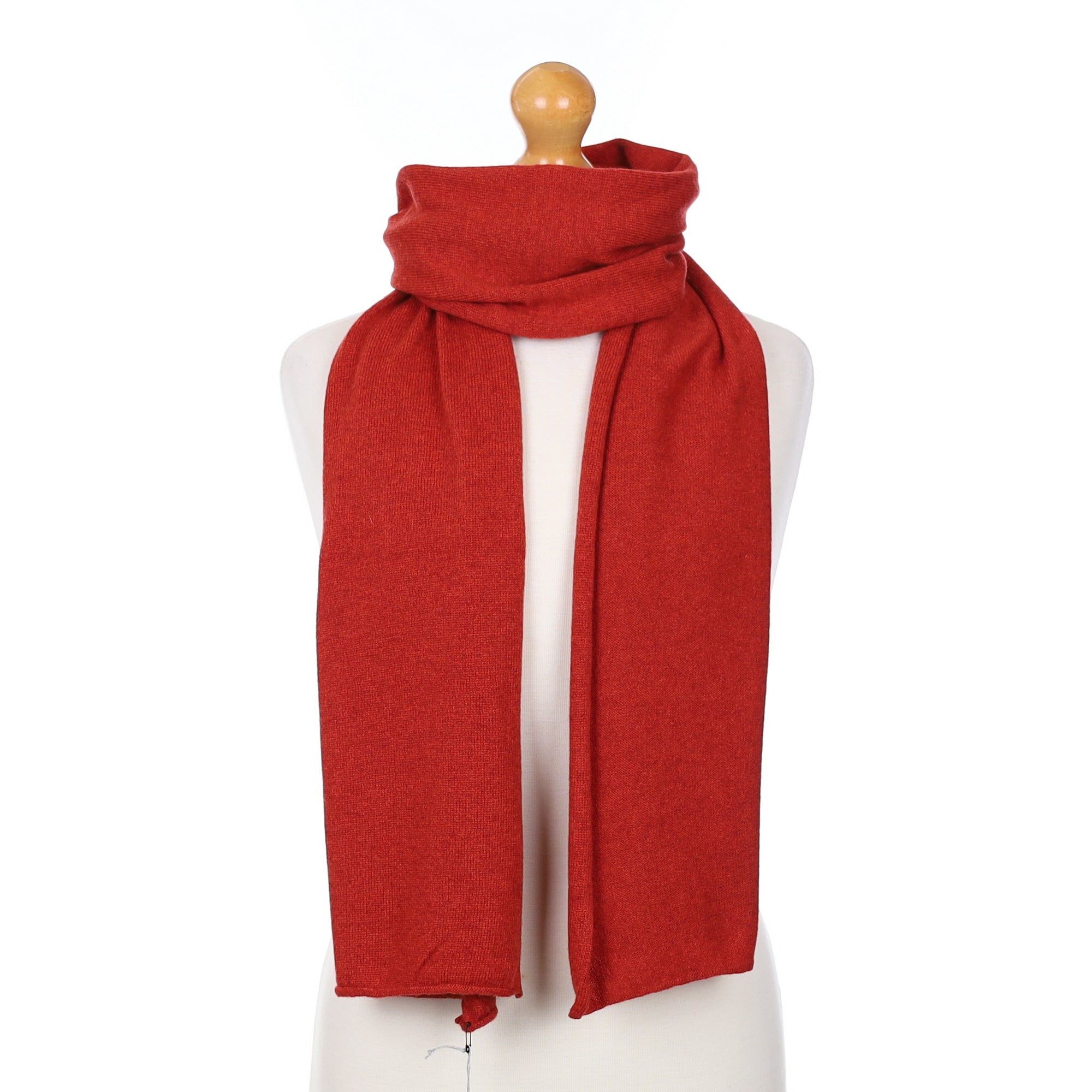 Brand New Scottish Rust Red Cashmere Knitted Scarf