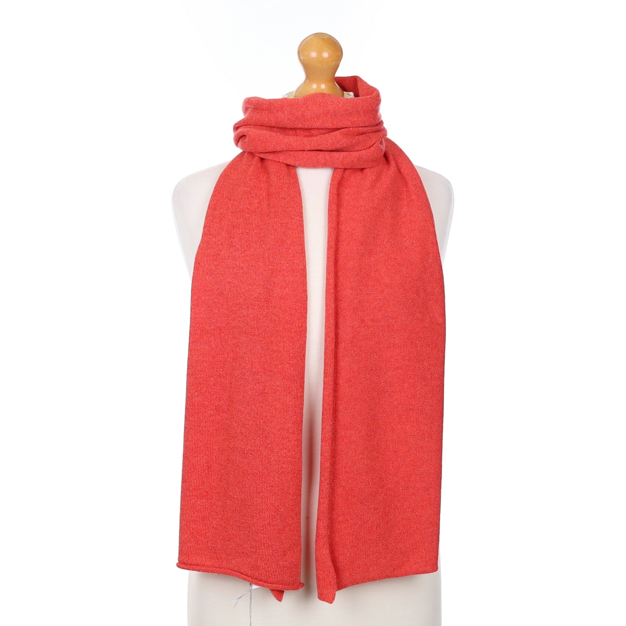 Brand New Scottish Sunset Orange Cashmere Knitted Scarf
