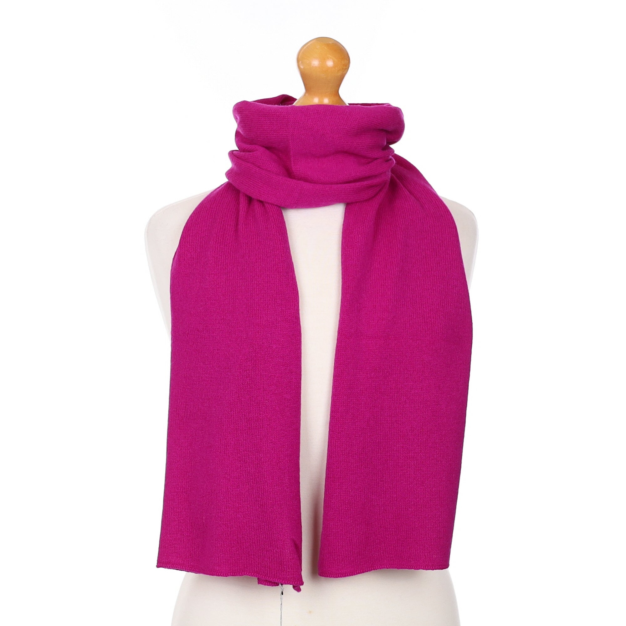 Brand New Scottish Deep Magenta Cashmere Knitted Scarf