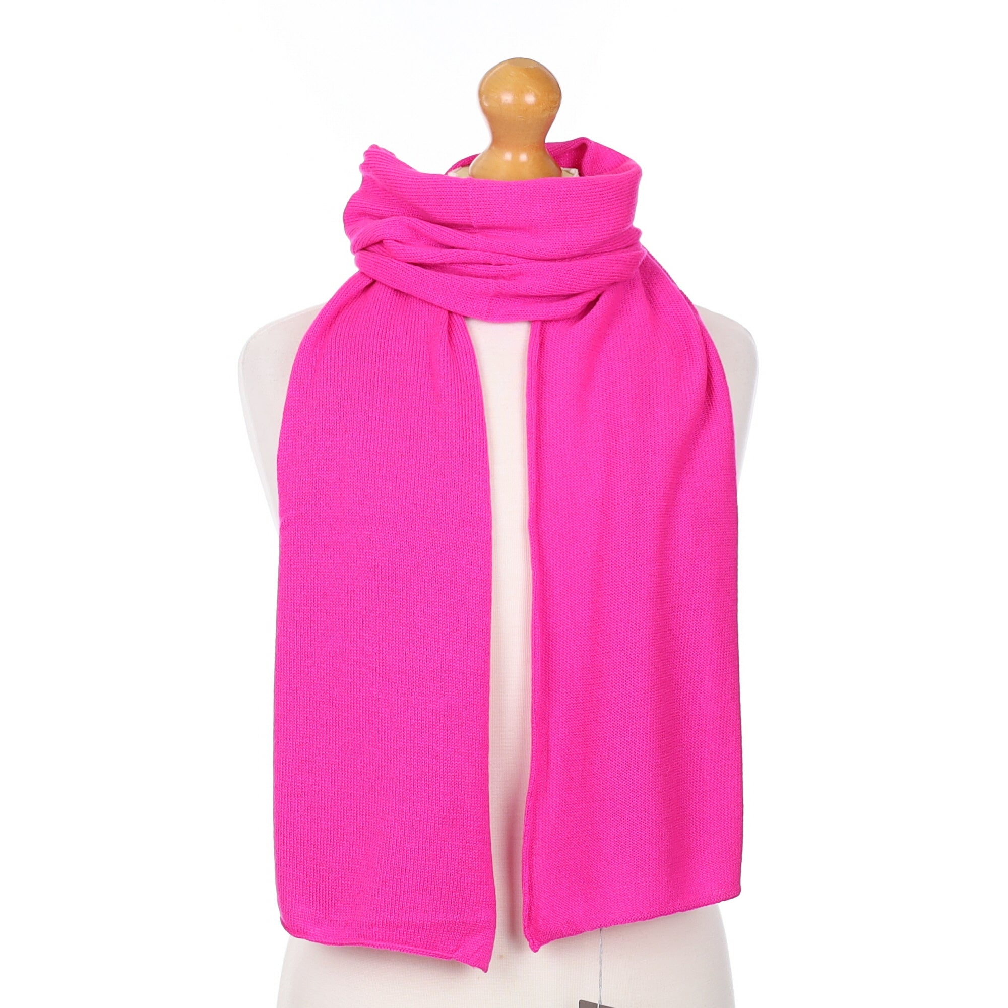 Brand New Scottish Shocking Pink Cashmere Knitted Scarf