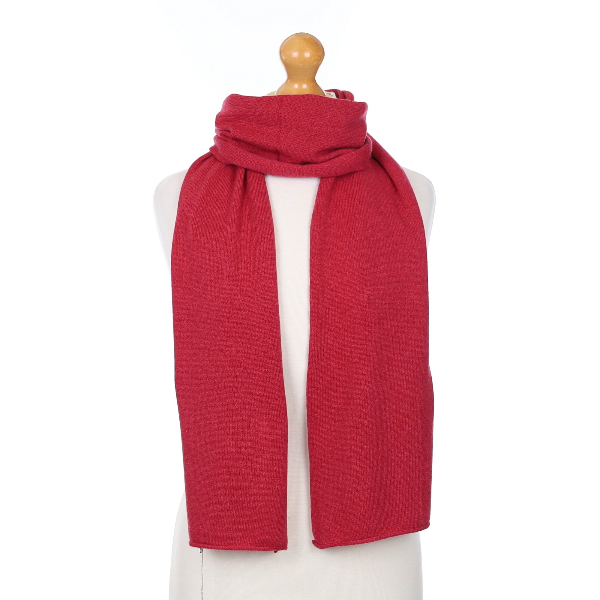 Brand New Scottish Crimson Red Cashmere Knitted Scarf