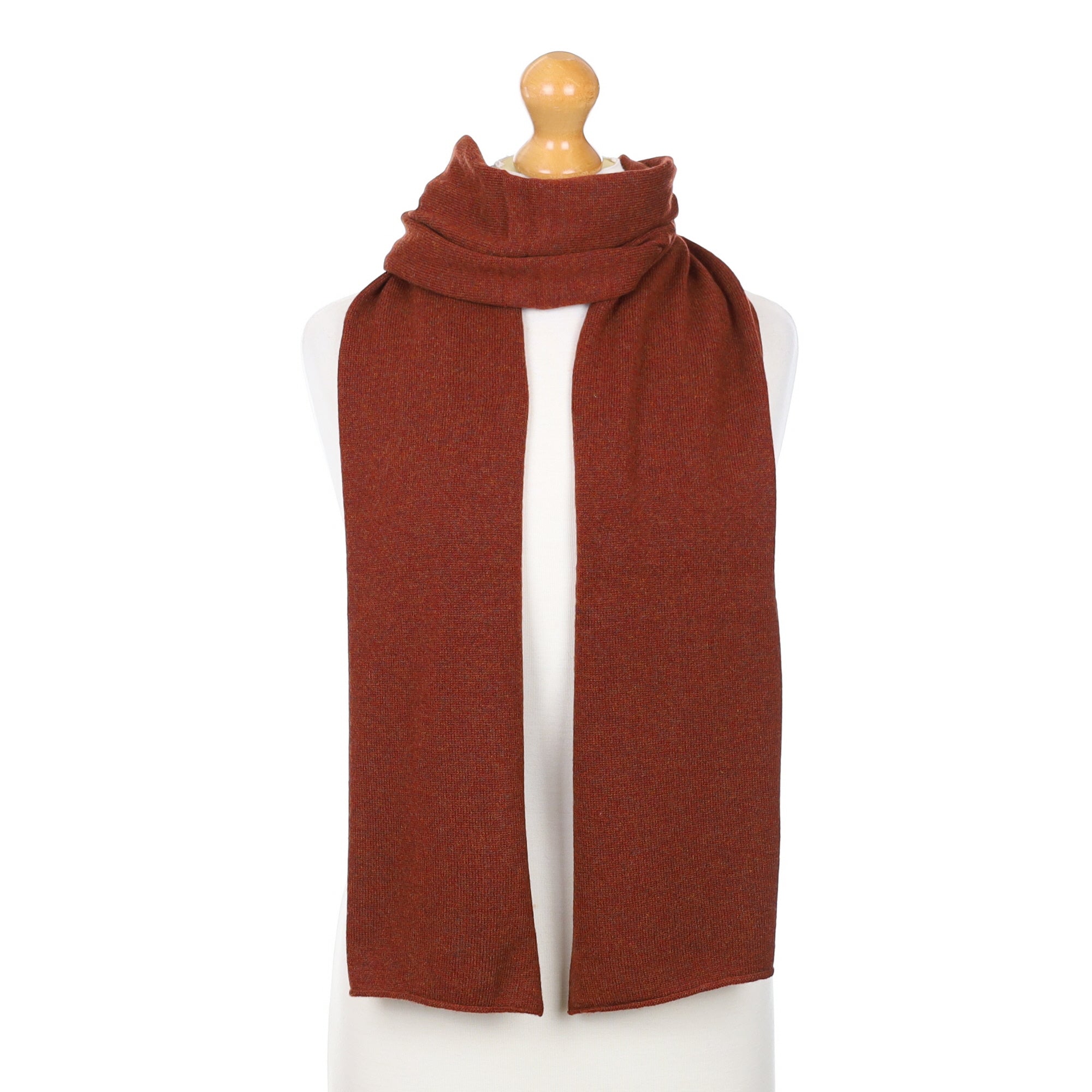 Brand New Scottish Russet Brown Cashmere Knitted Scarf