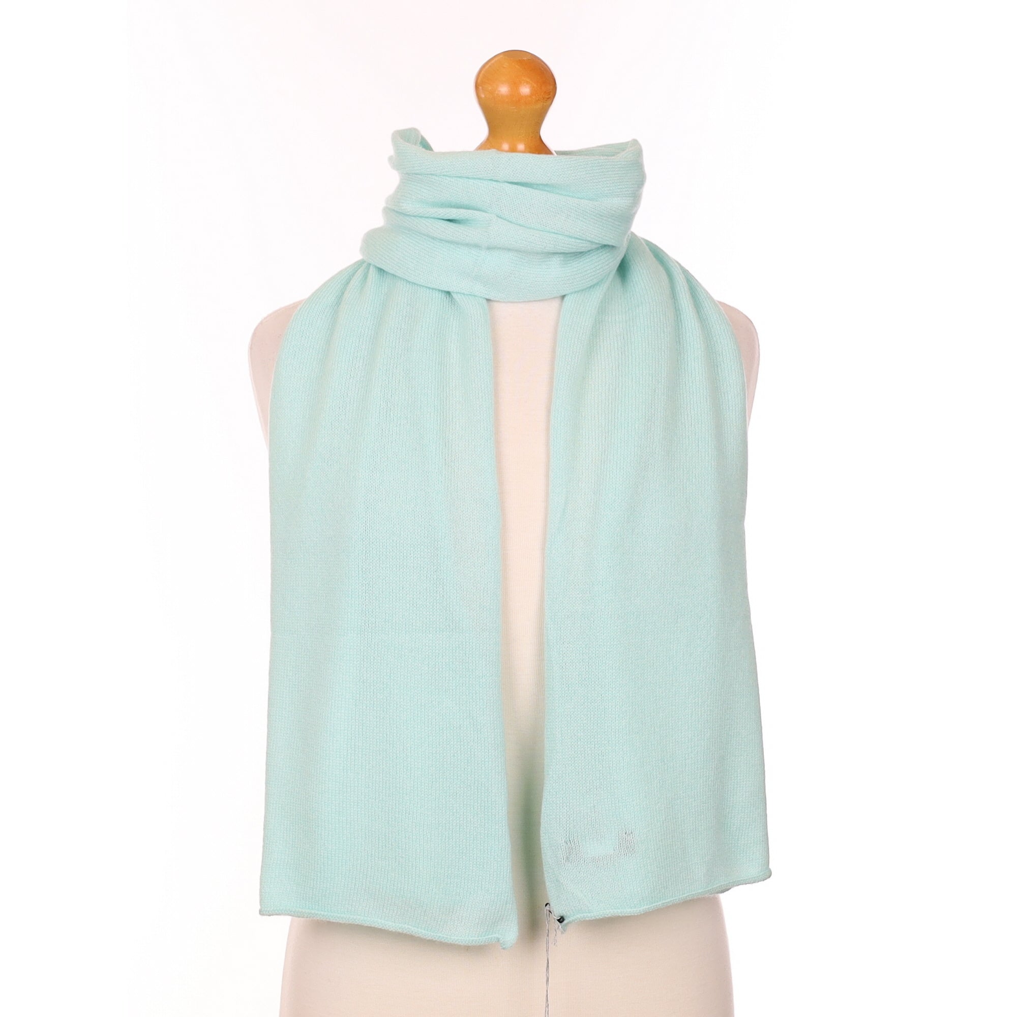 Brand New Scottish Aqua Blue Cashmere Knitted Scarf