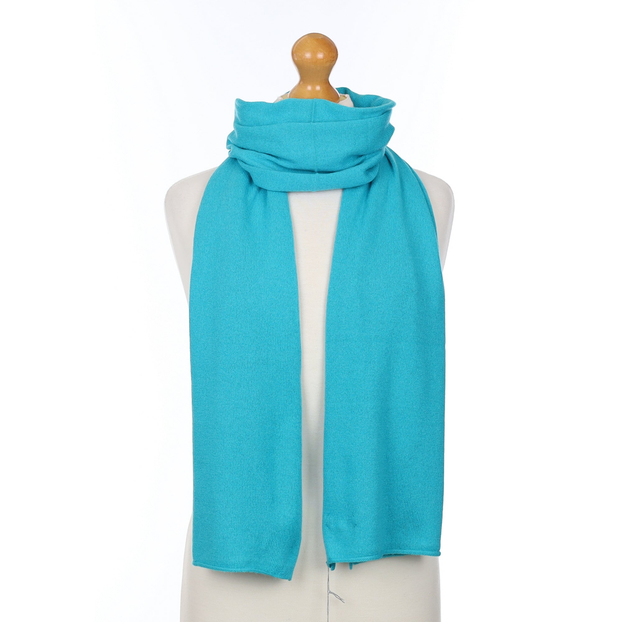 Brand New Scottish Misty Turquoise Cashmere Knitted Scarf