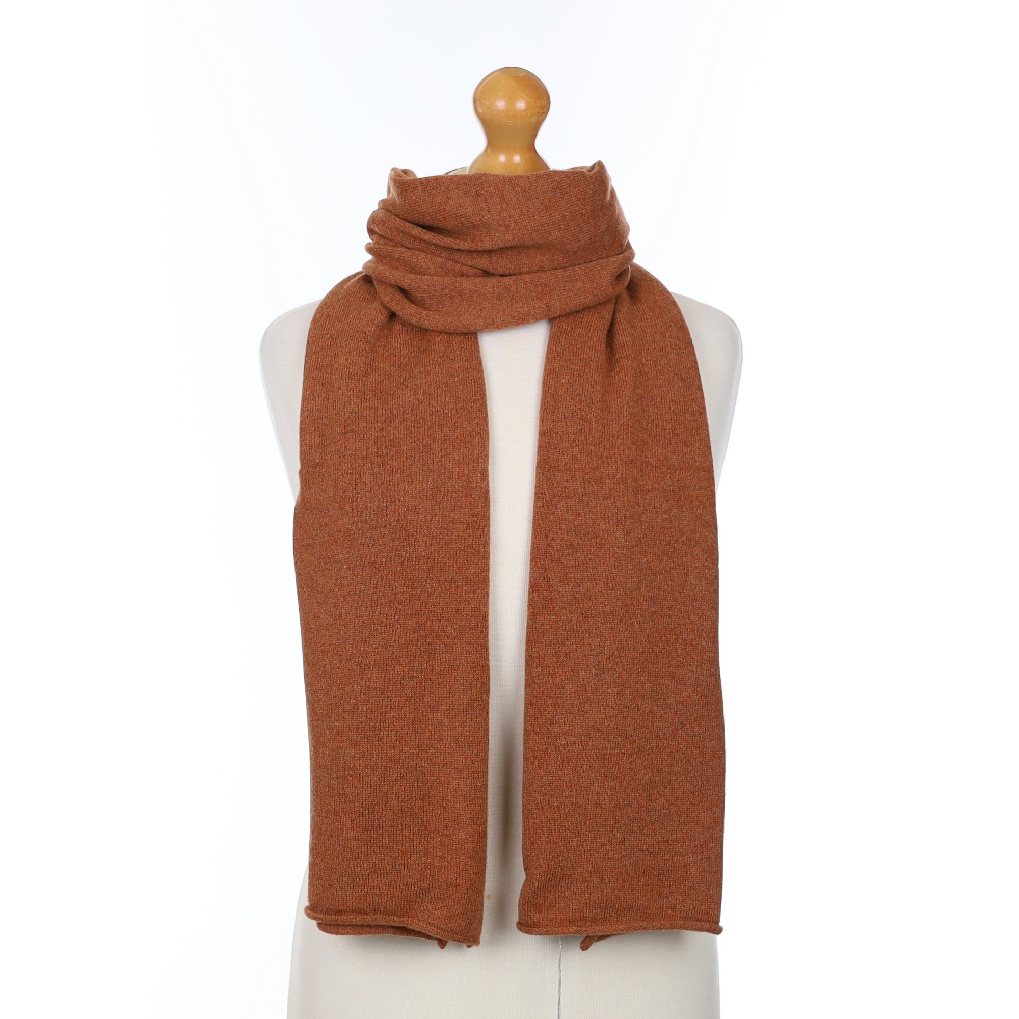 Brand New Scottish Saddle Brown Cashmere Knitted Scarf