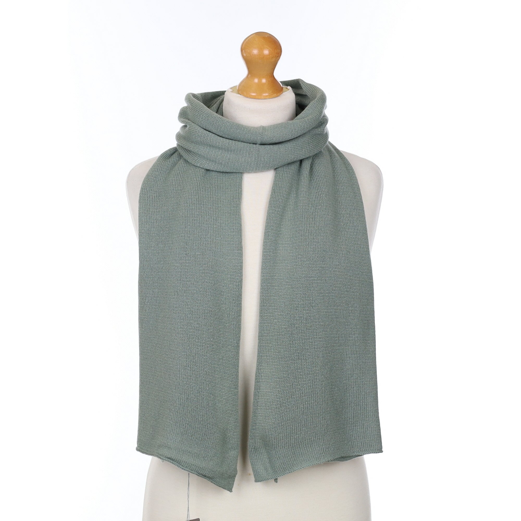 Brand New Scottish Herbal Green Cashmere Knitted Scarf