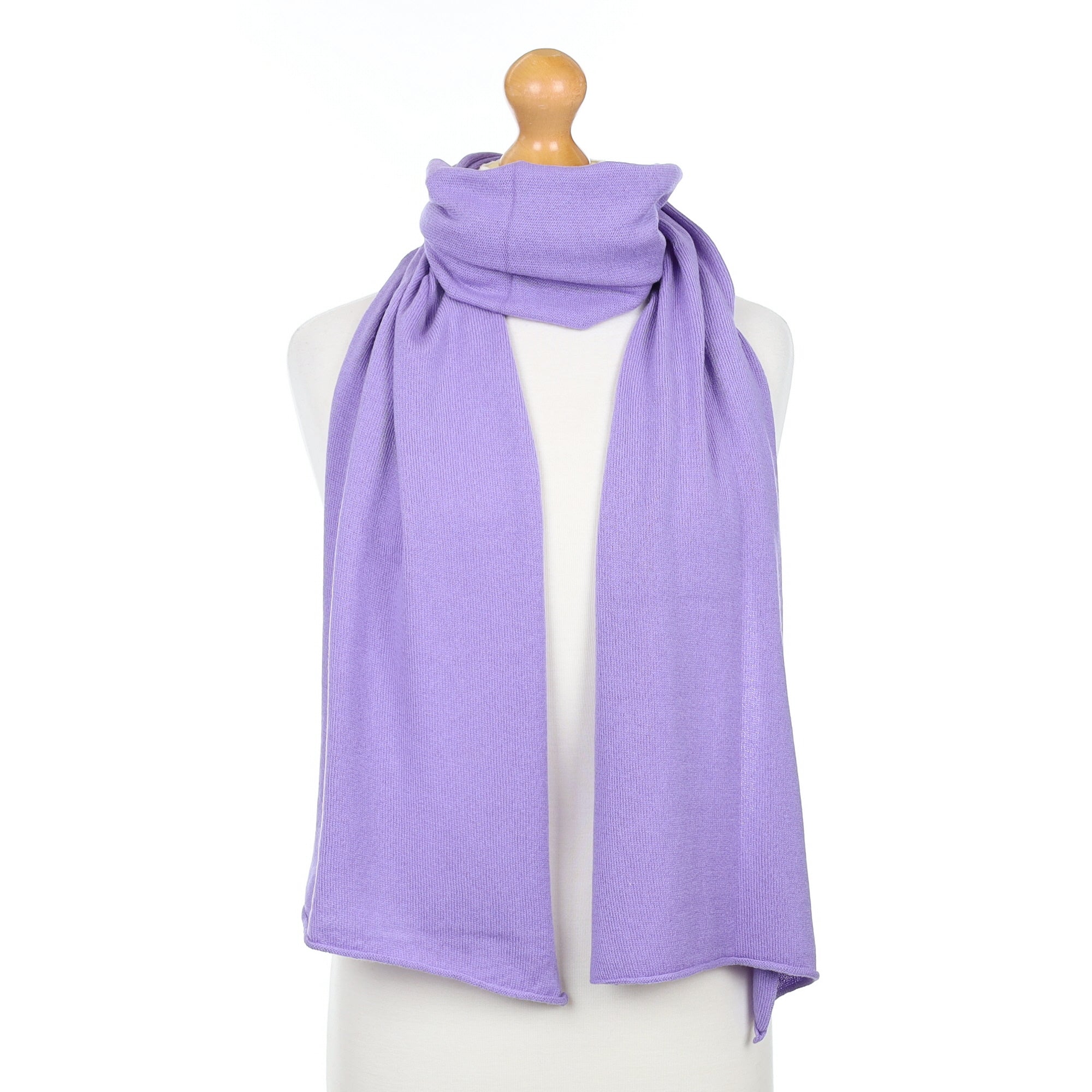 Brand New Scottish Periwinkle Purple Cashmere Knitted Scarf