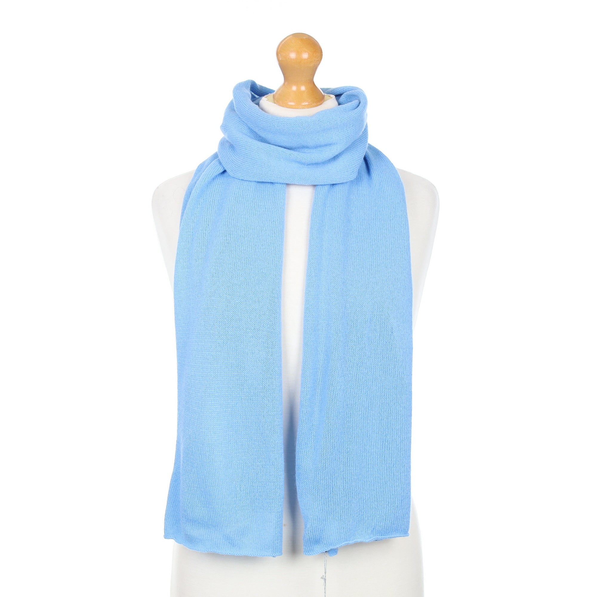 Brand New Scottish Sky Blue Cashmere Knitted Scarf