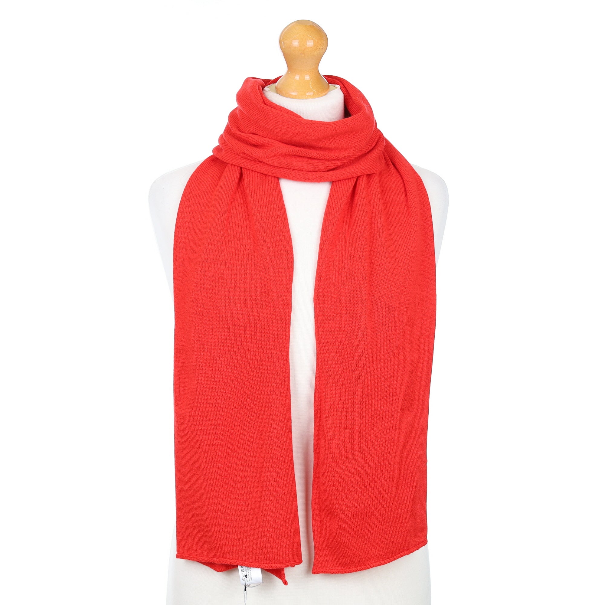 Brand New Scottish Scarlett Red Cashmere Knitted Scarf