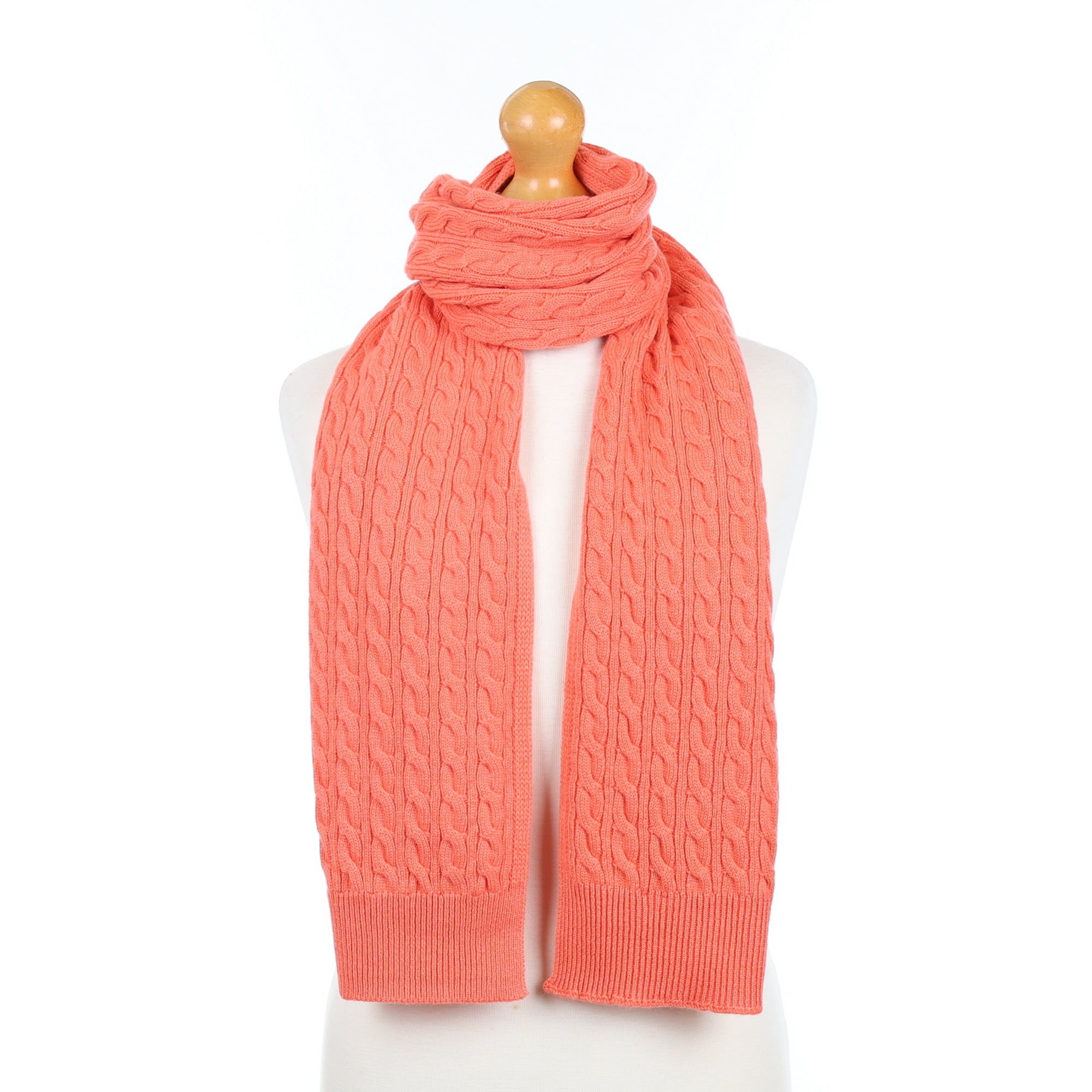Brand New Scottish Peach Pink Cashmere Cable Scarf