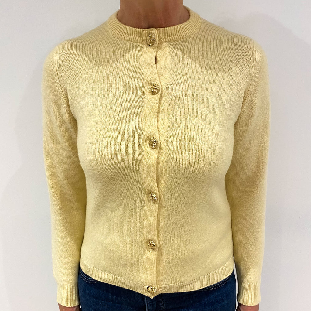 Vintage Scottish Primrose Yellow Cashmere Cardigan Medium