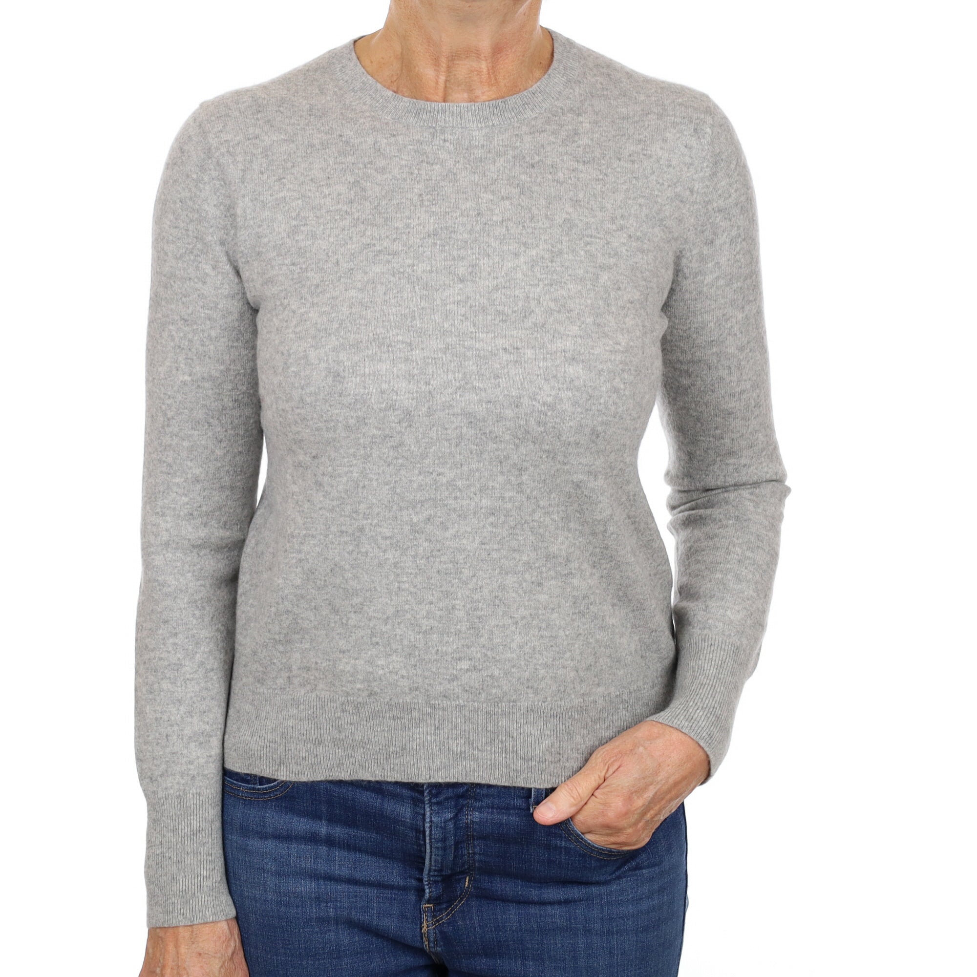 Smoke Grey Cashmere Crew Neck Jumper Medium