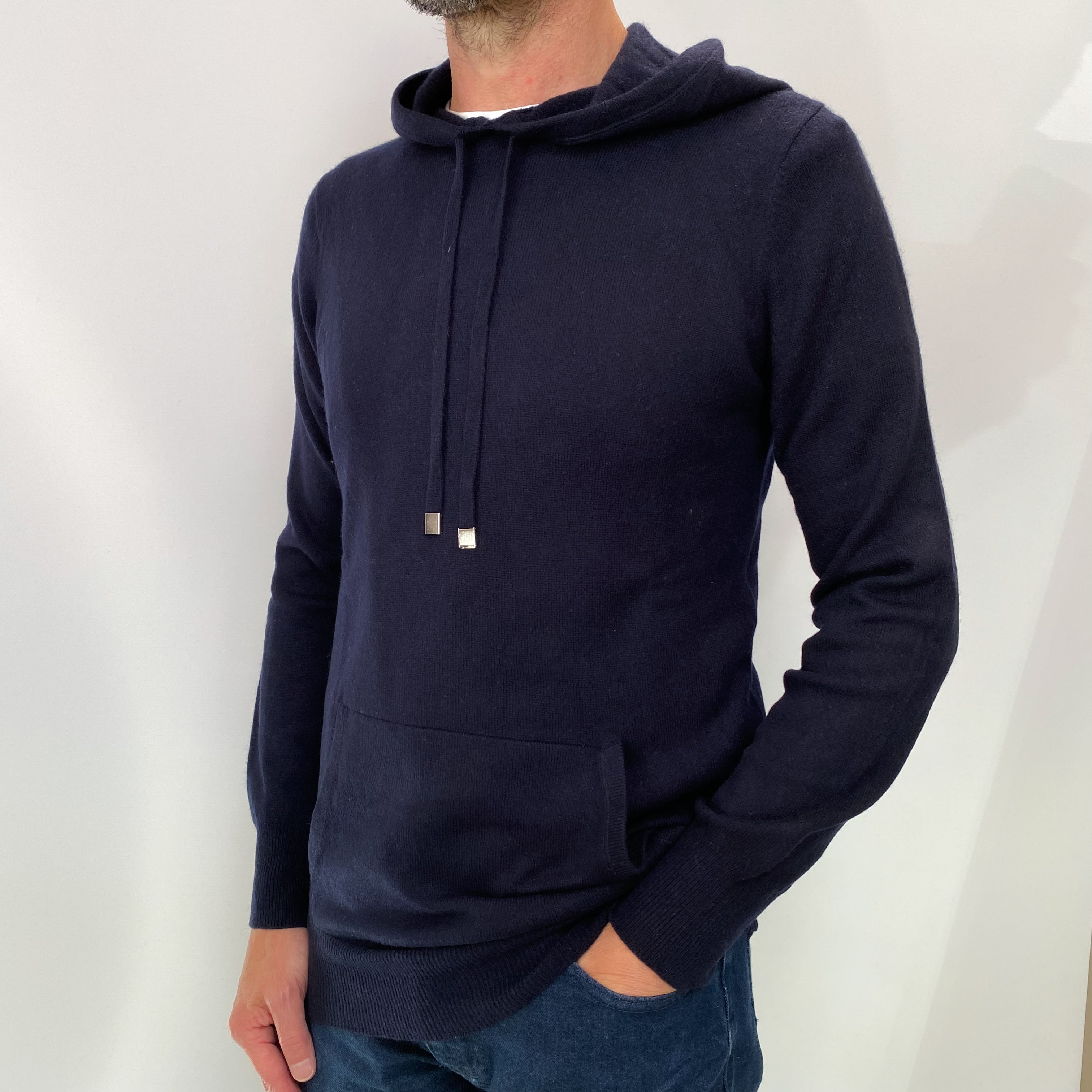 Navy Men's Cashmere Hoodie Small