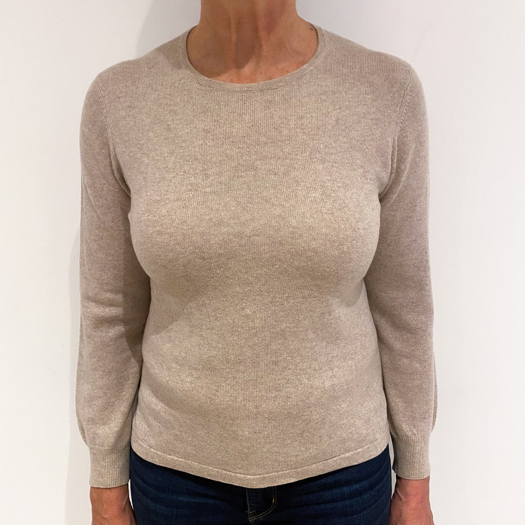 Biscuit Brown Cashmere Crew Neck Jumper Medium