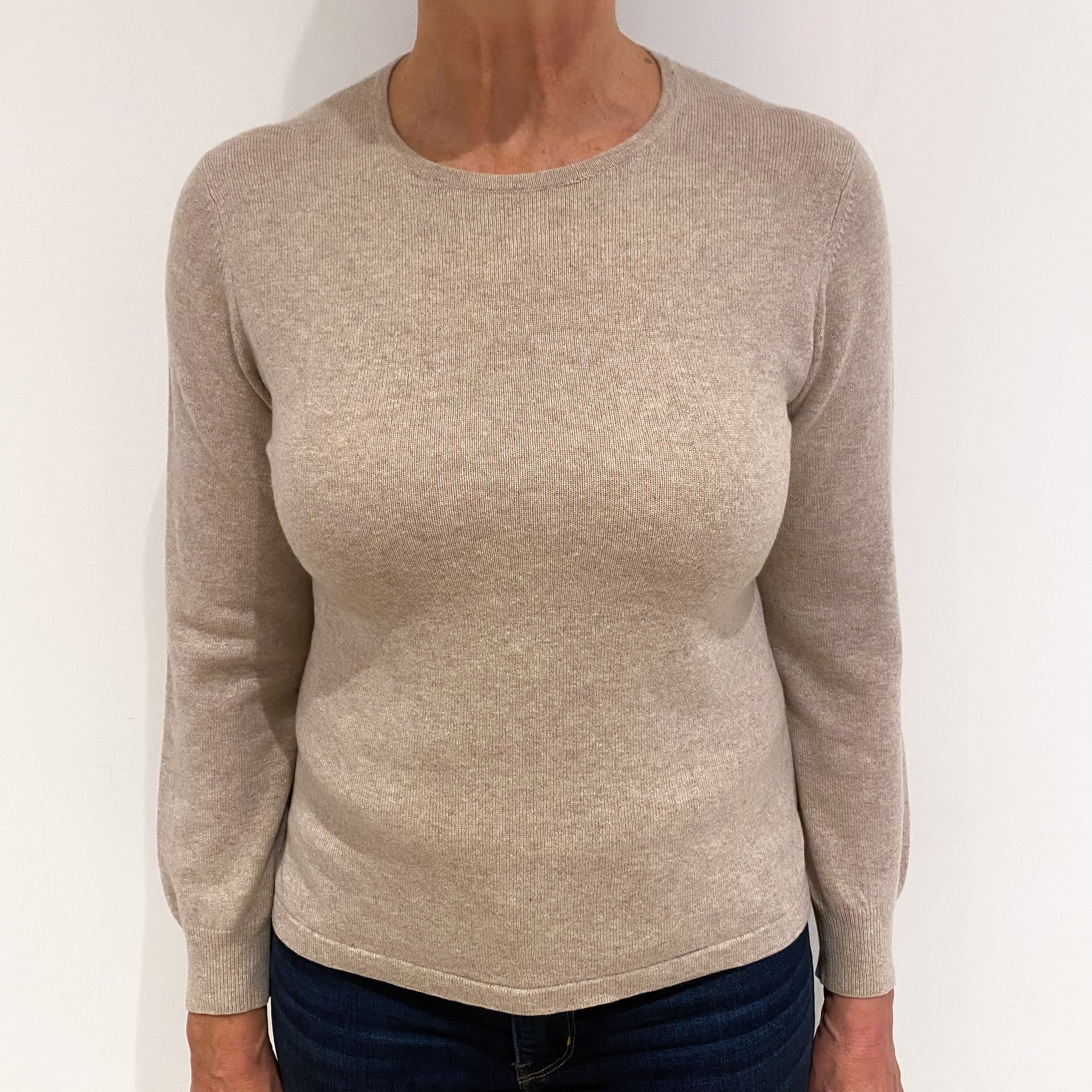 Biscuit Brown Cashmere Crew Neck Jumper Medium