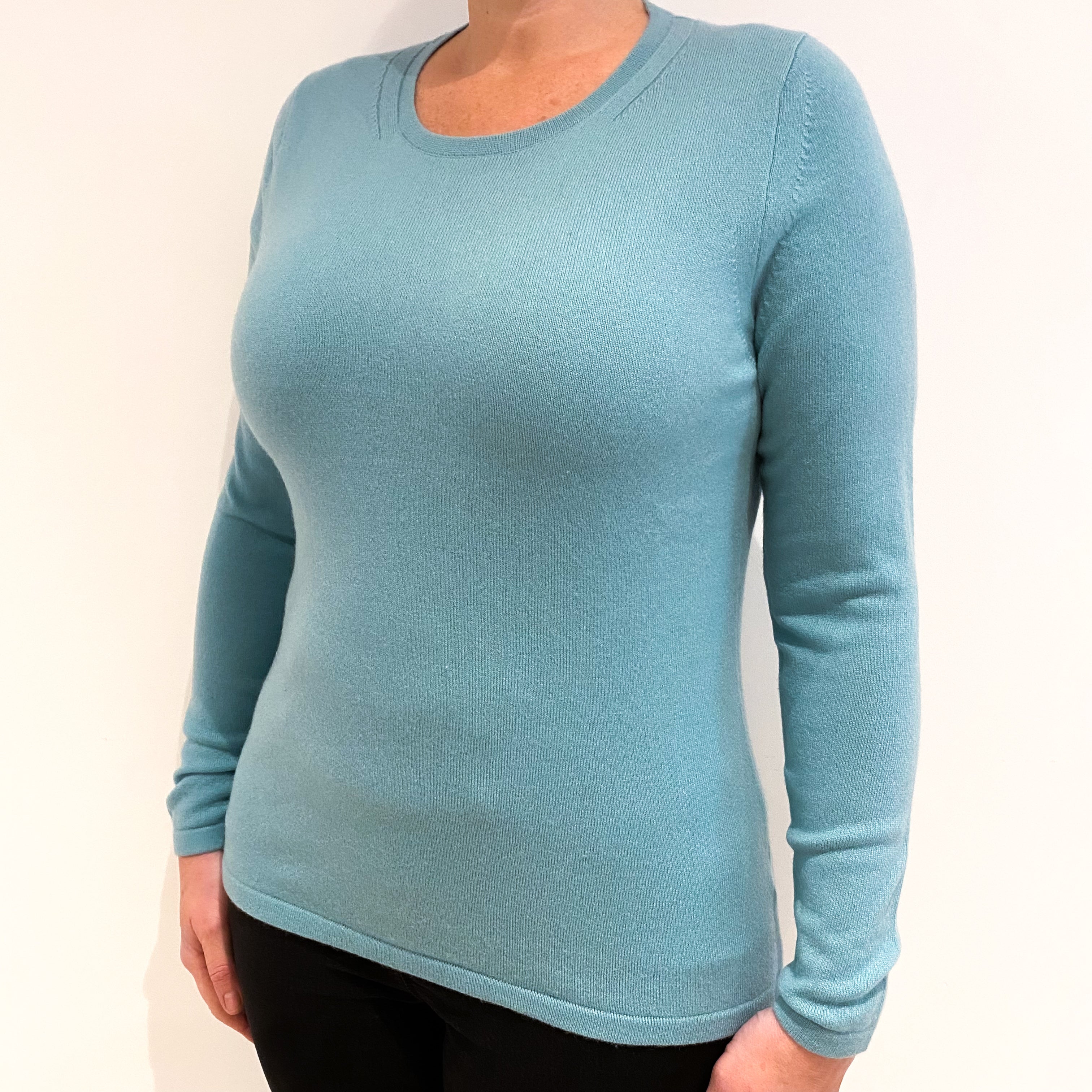 Sea Foam Green Cashmere Crew Neck Jumper Large