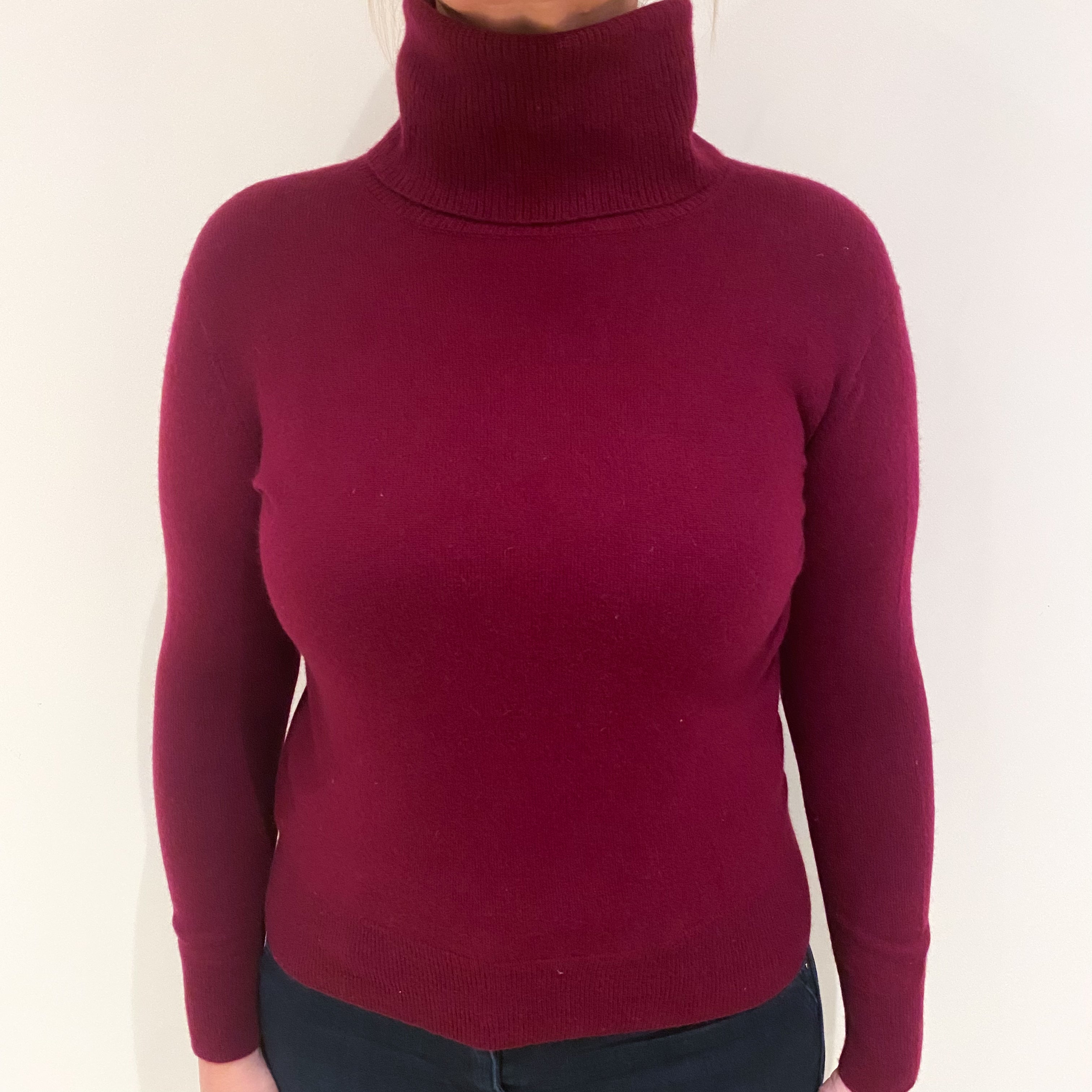 Mulberry Purple Cashmere Polo Neck Jumper Large