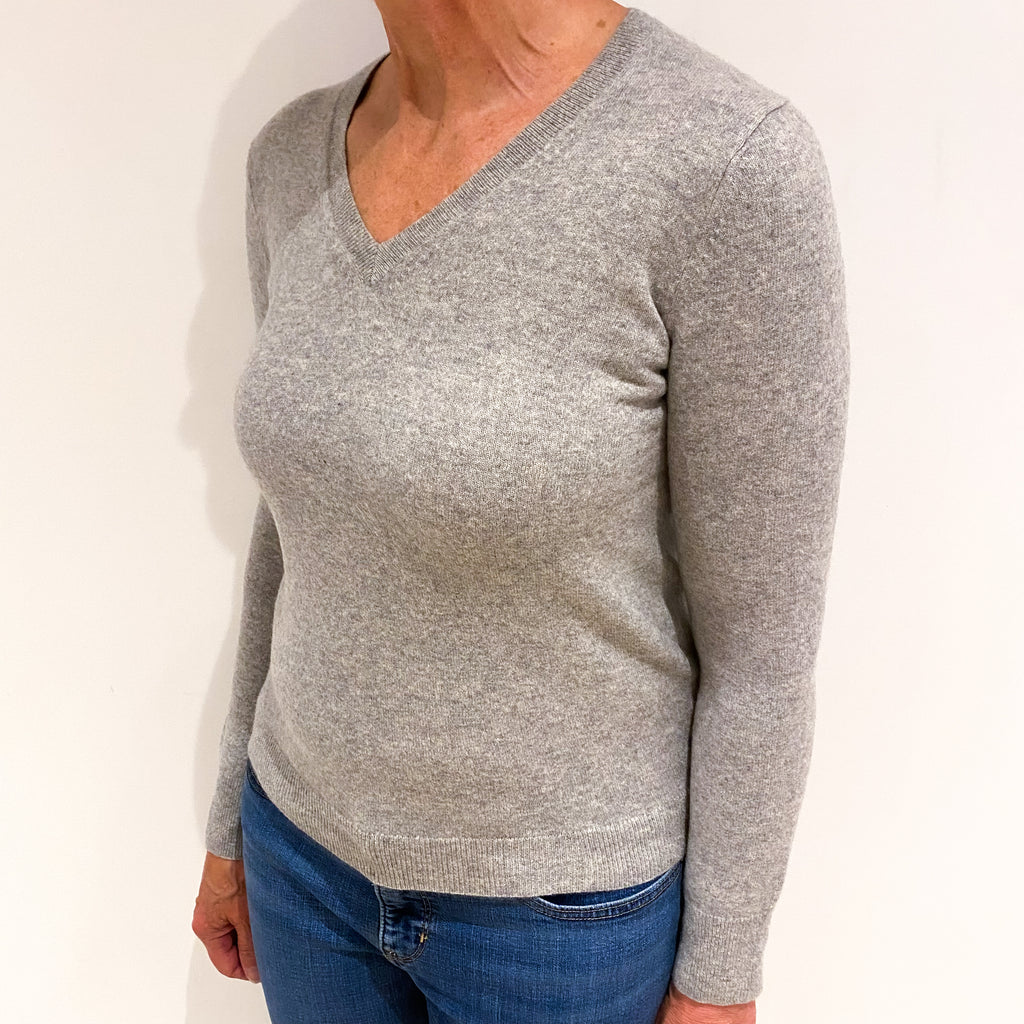 Smoke Grey Cashmere V Neck Jumper Medium