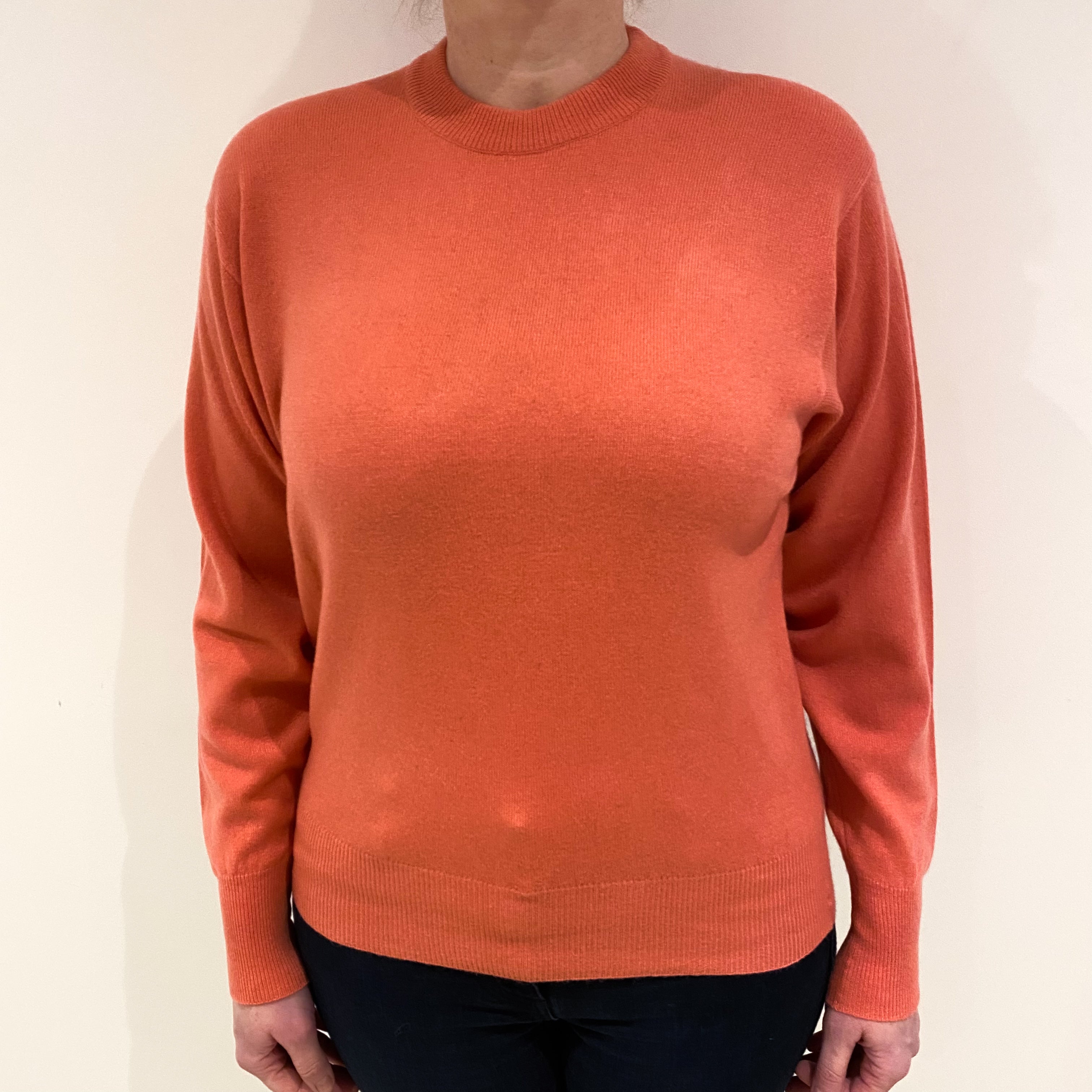 Coral Pink Cashmere Crew Neck Jumper Large