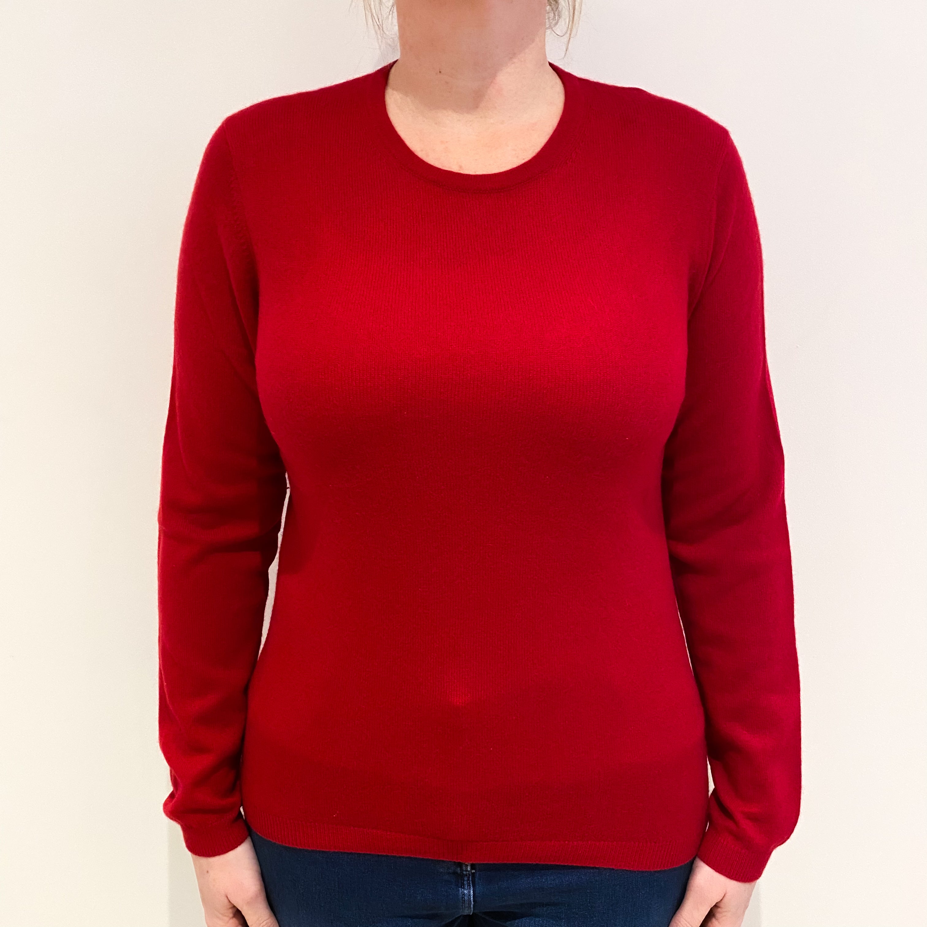 Berry Red Cashmere Crew Neck Jumper Large