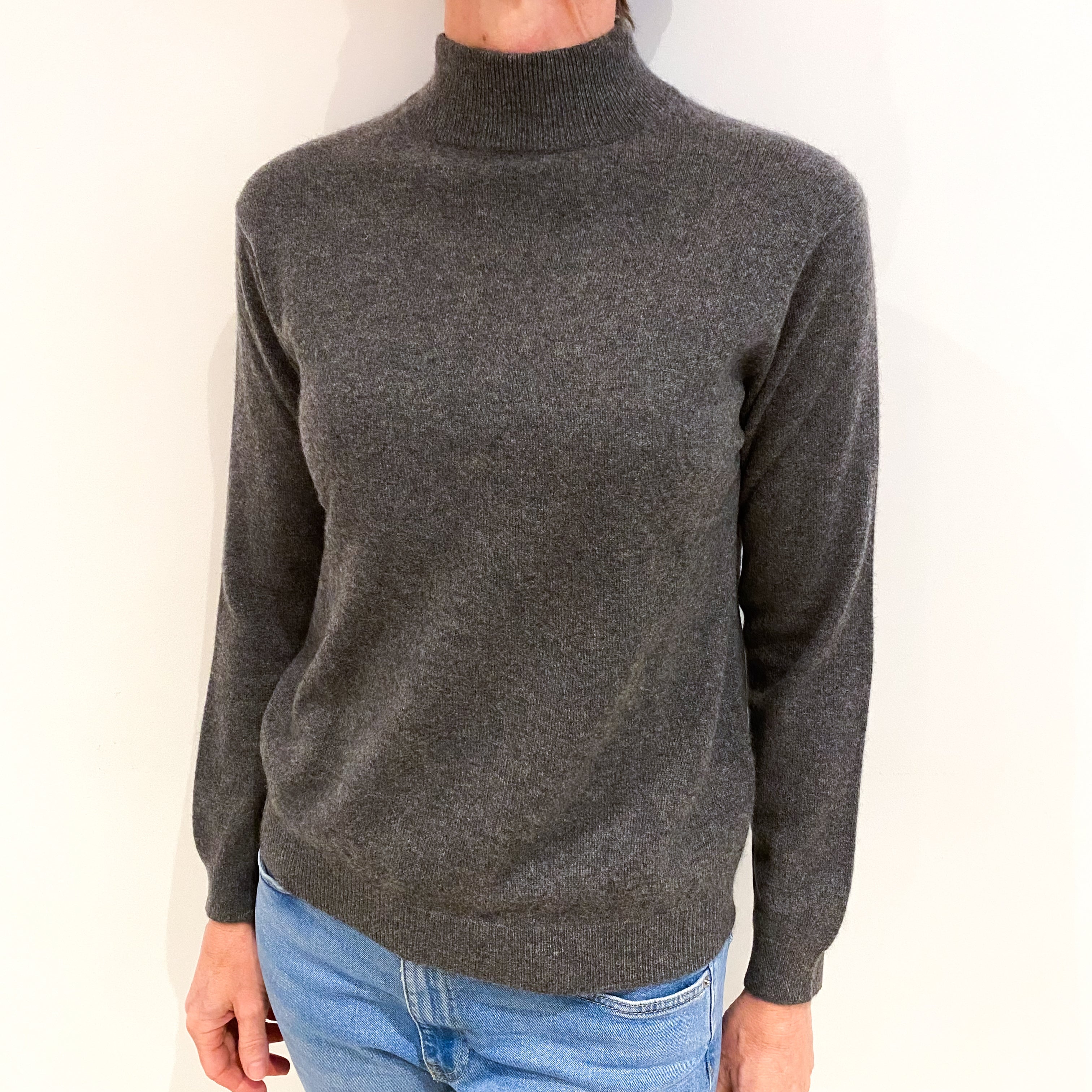 Slate Grey Cashmere Turtle Neck Jumper Small