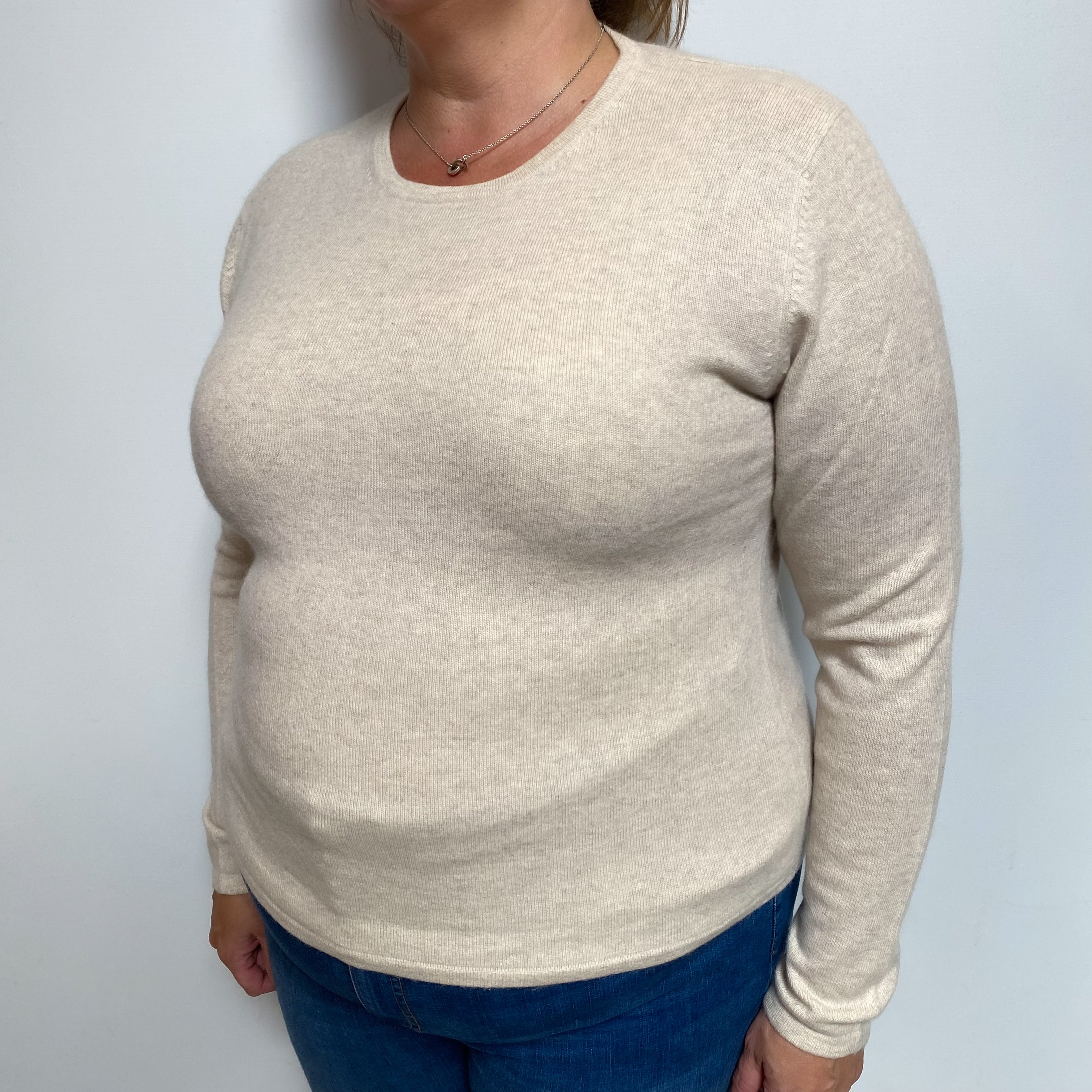 Oatmeal Cashmere Crew Neck Jumper Extra Large