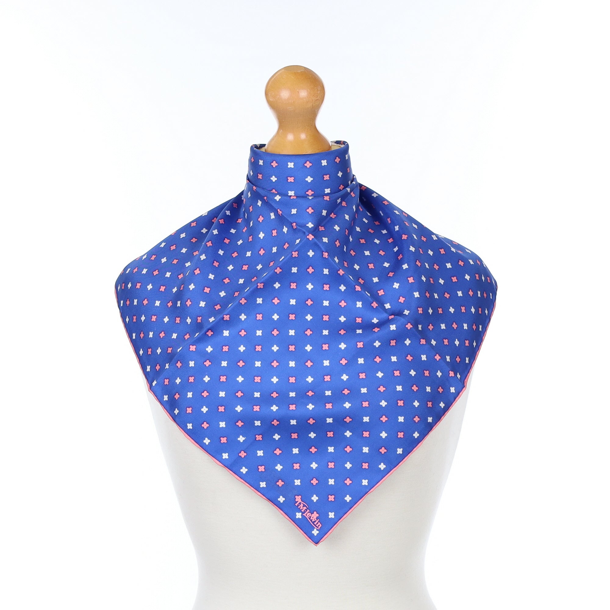Brand New T.M Lewin Blue and Pink Patterned Silk Pocket Square
