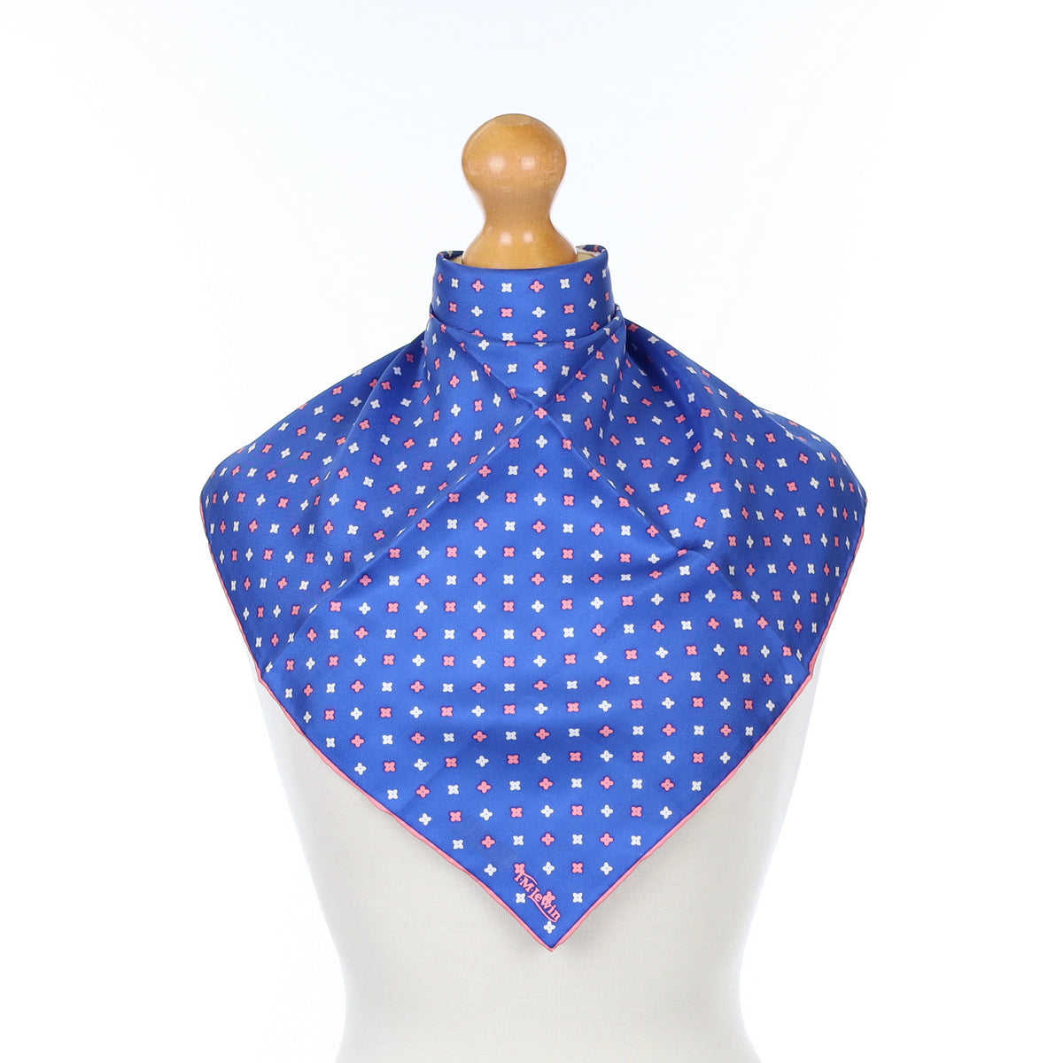 Brand New T.M Lewin Blue and Pink Patterned Silk Pocket Square